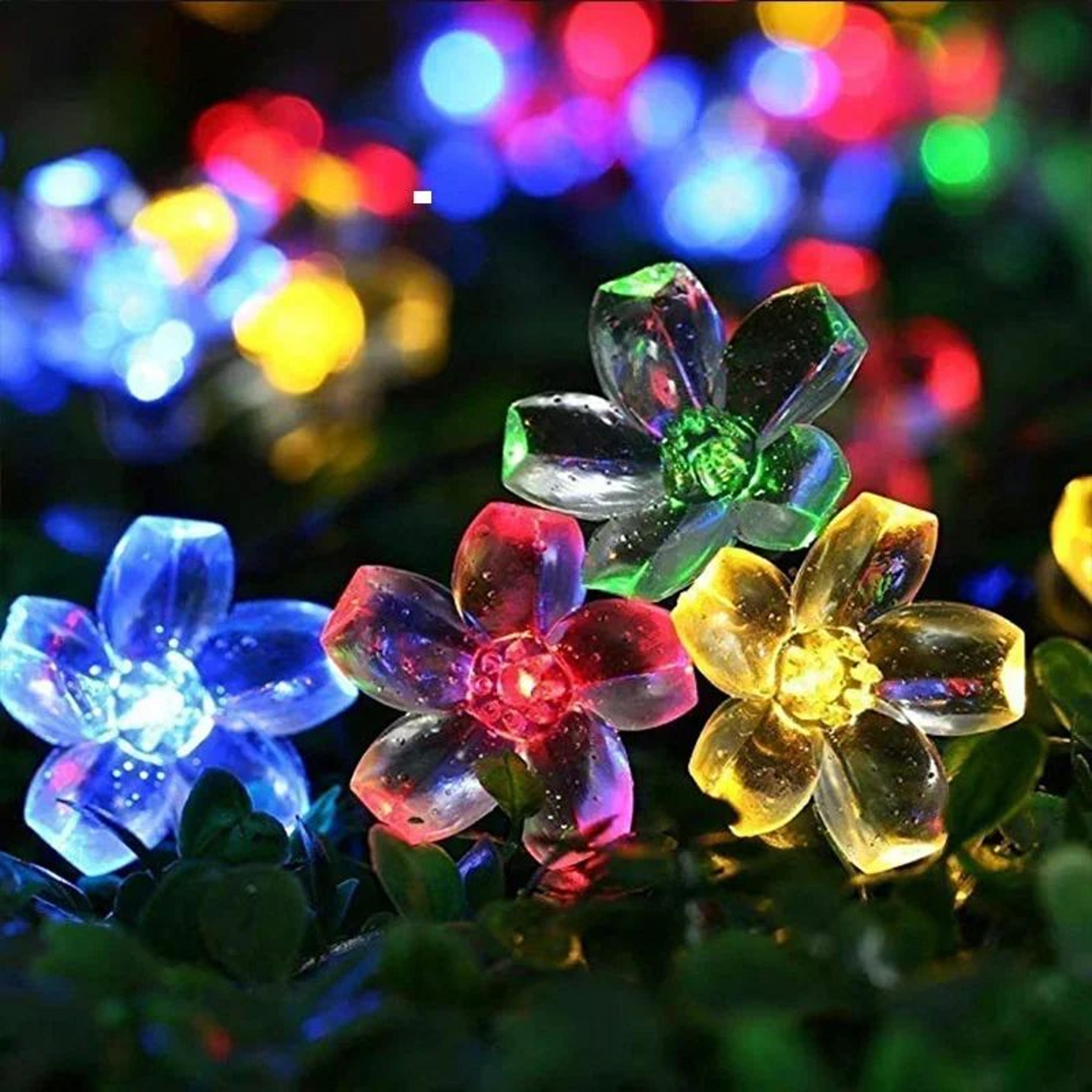 lumibloom solar cherry blossom string lights – 20 led waterproof garden fairy lights