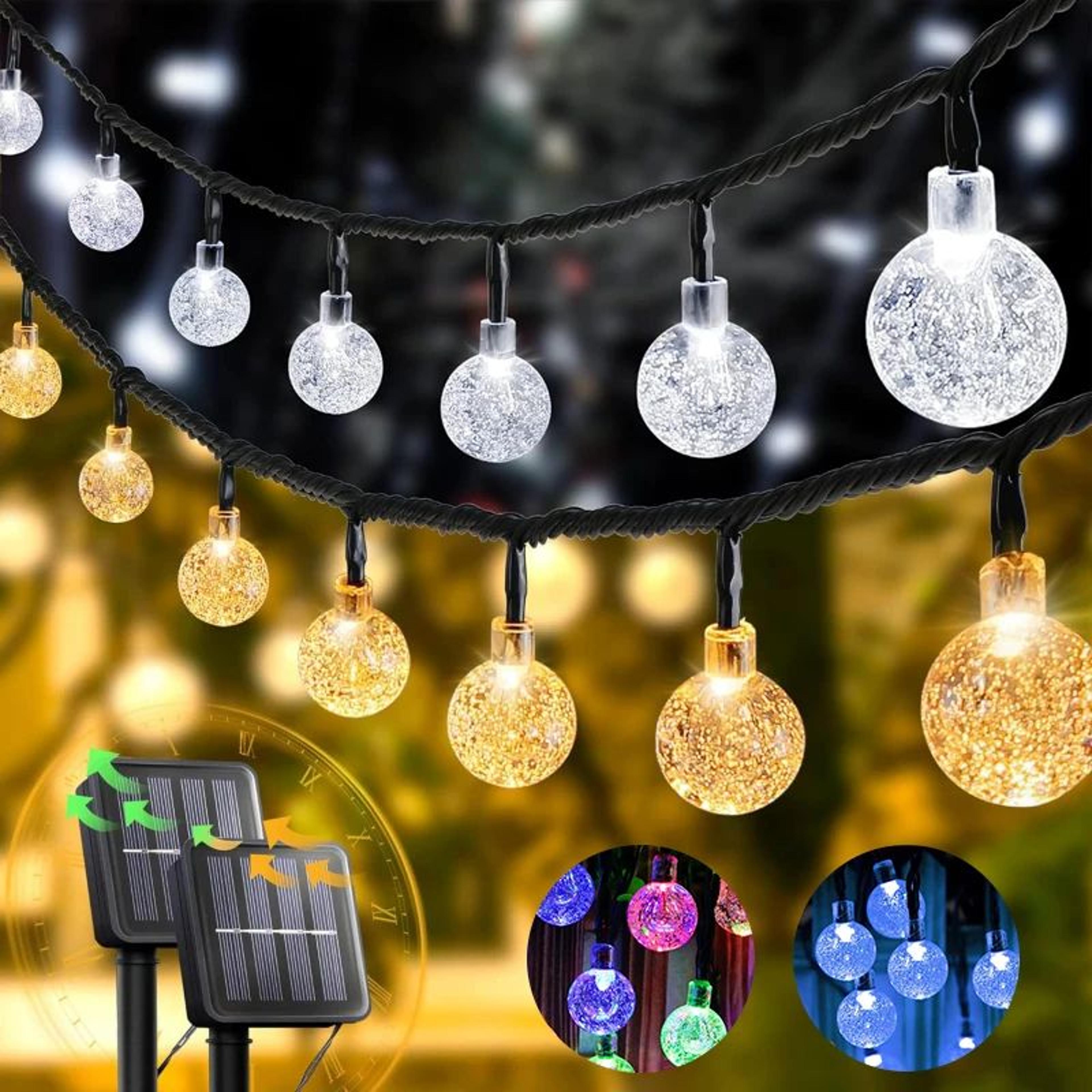 lumiglobe solar string lights – waterproof outdoor fairy lights