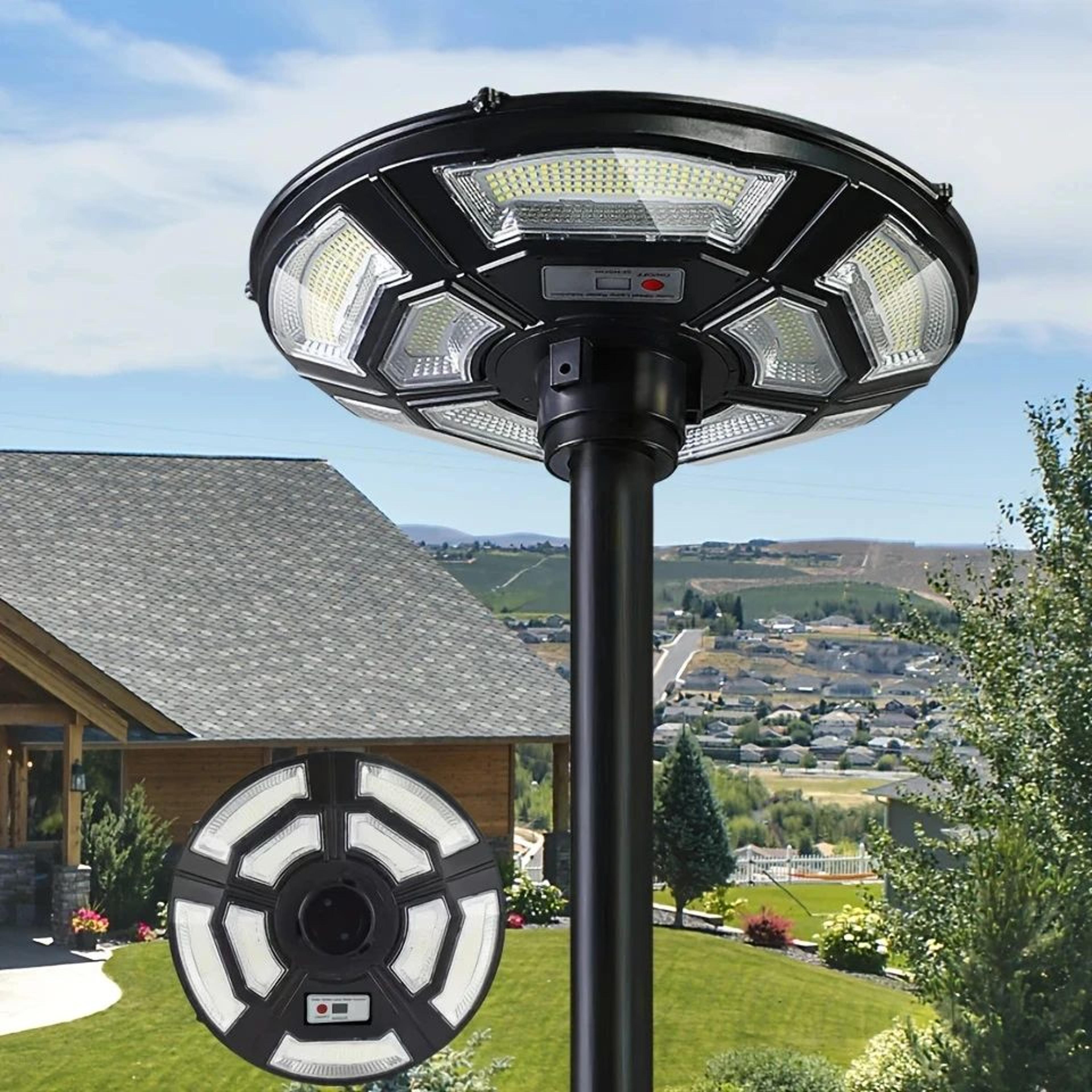 ufo solar outdoor light with motion sensor and dusk-to-dawn lighting