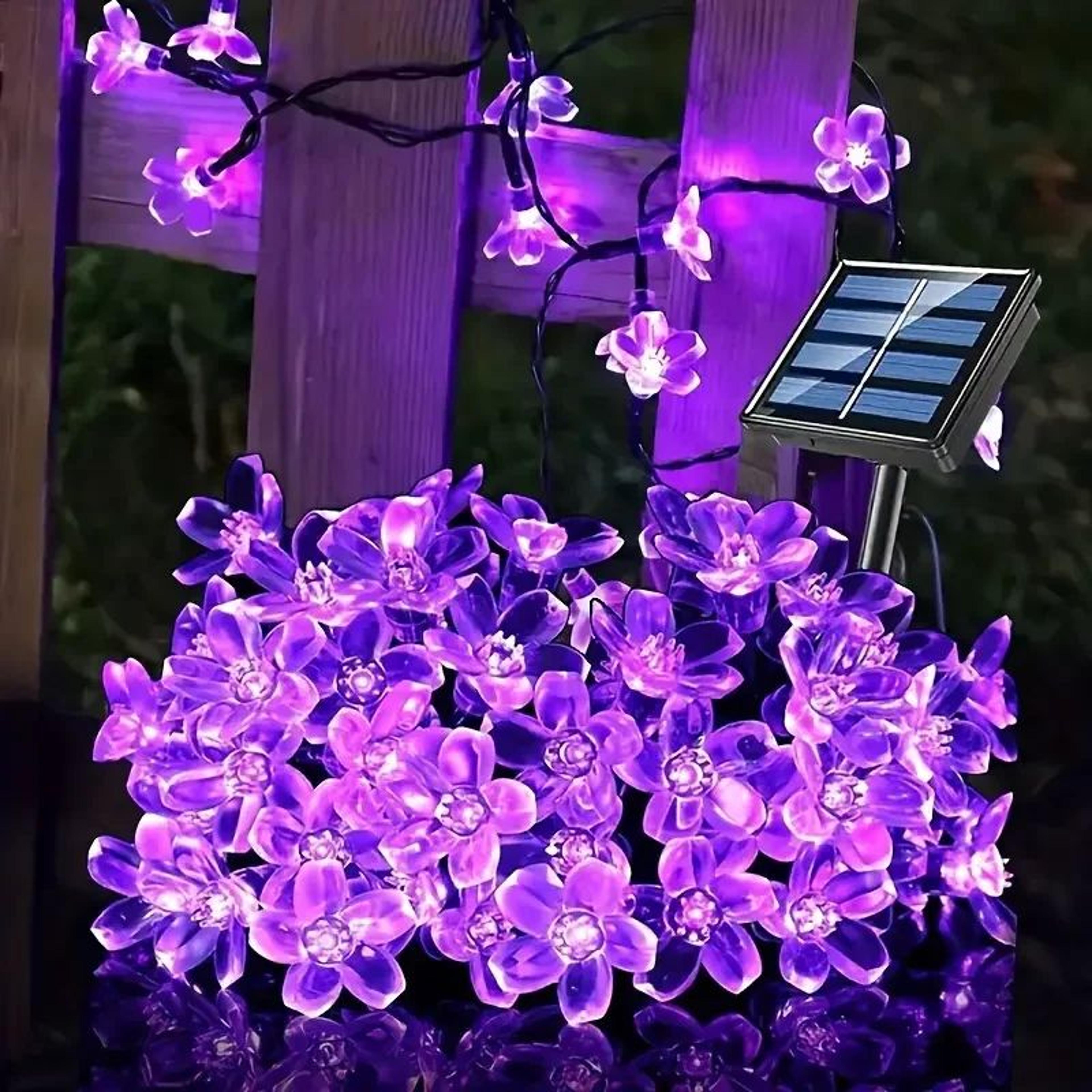 luminous sakura solar cherry blossom string lights for outdoor garden decor