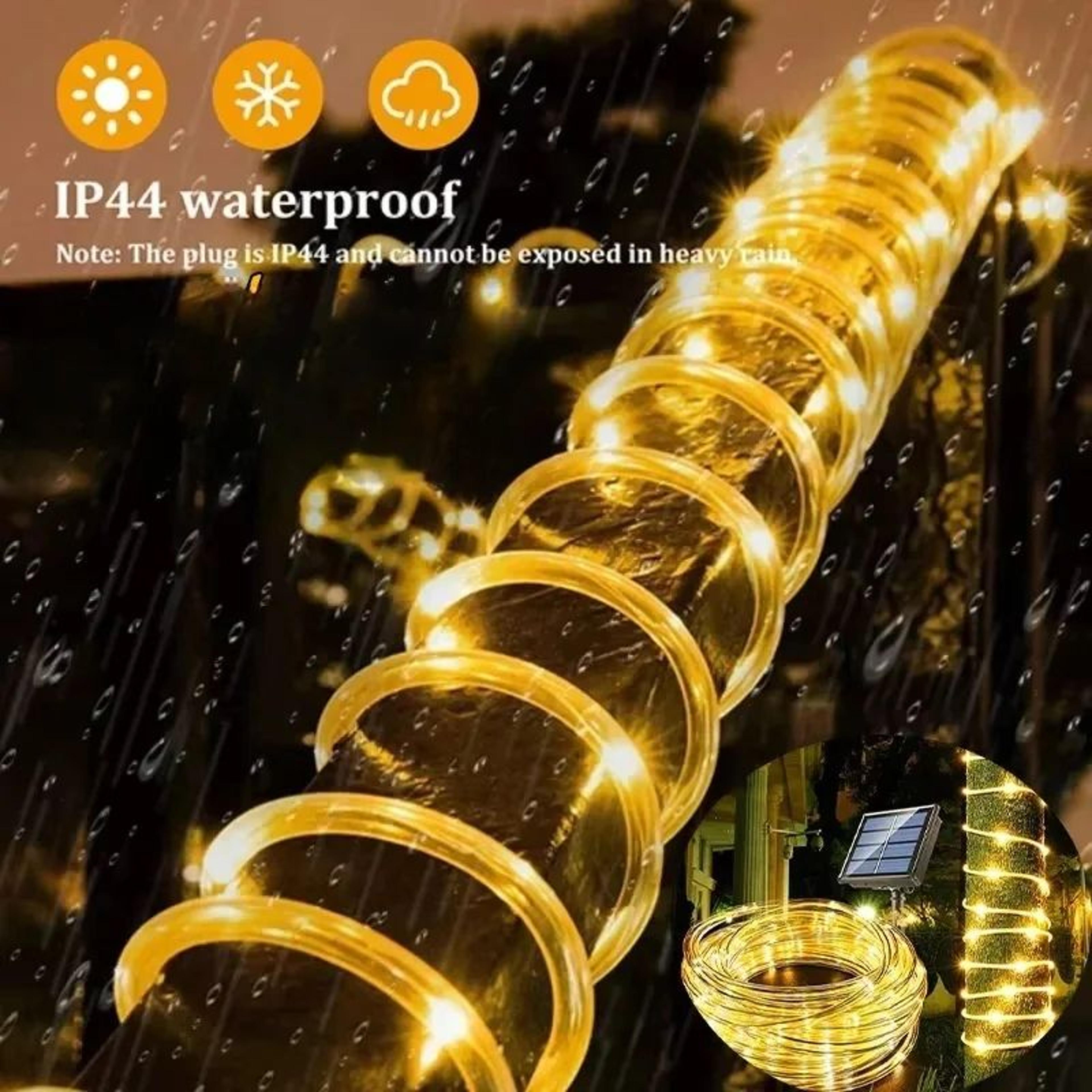 solarglow waterproof solar rope lights for garden and patio