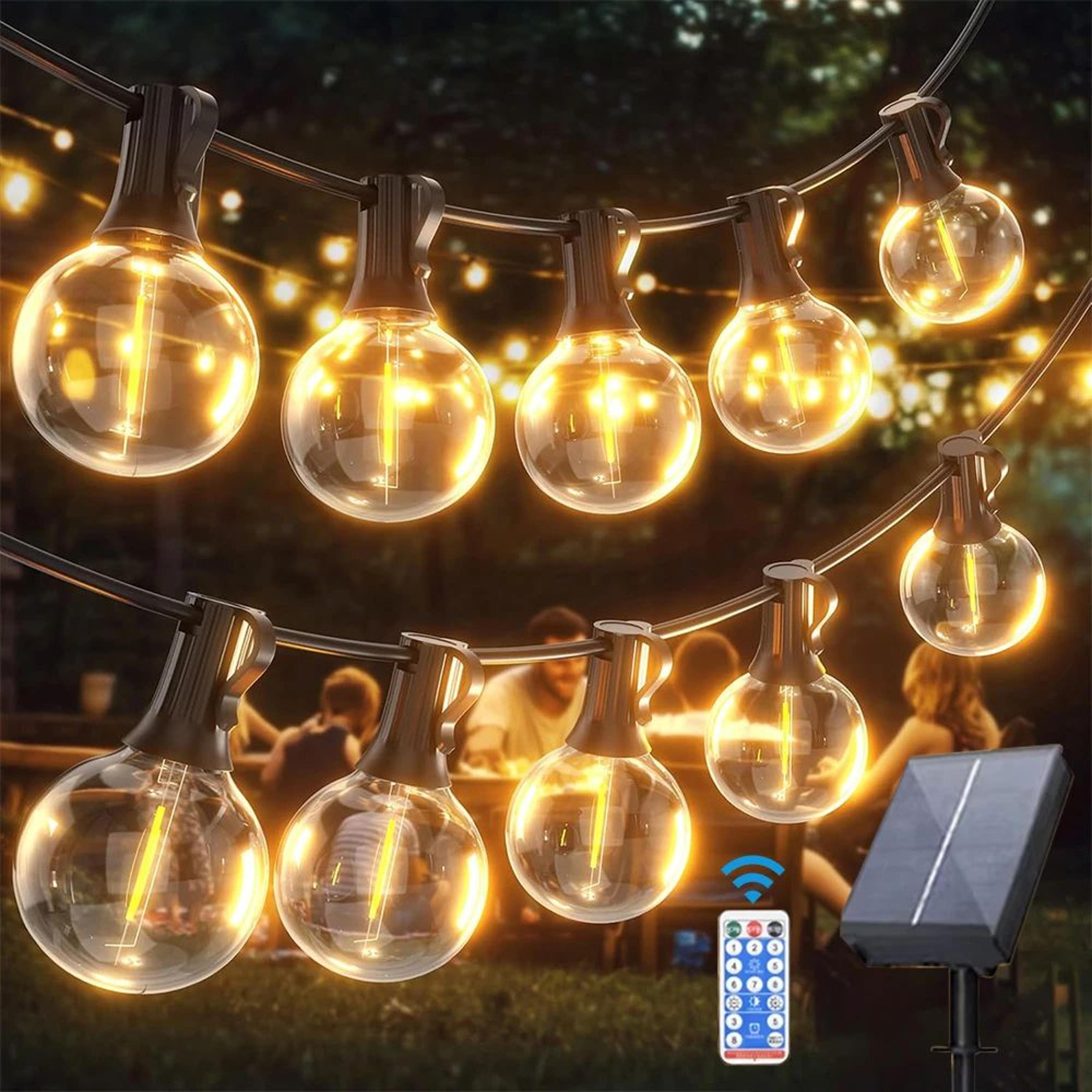 solarglow g40 solar string lights waterproof outdoor patio lights