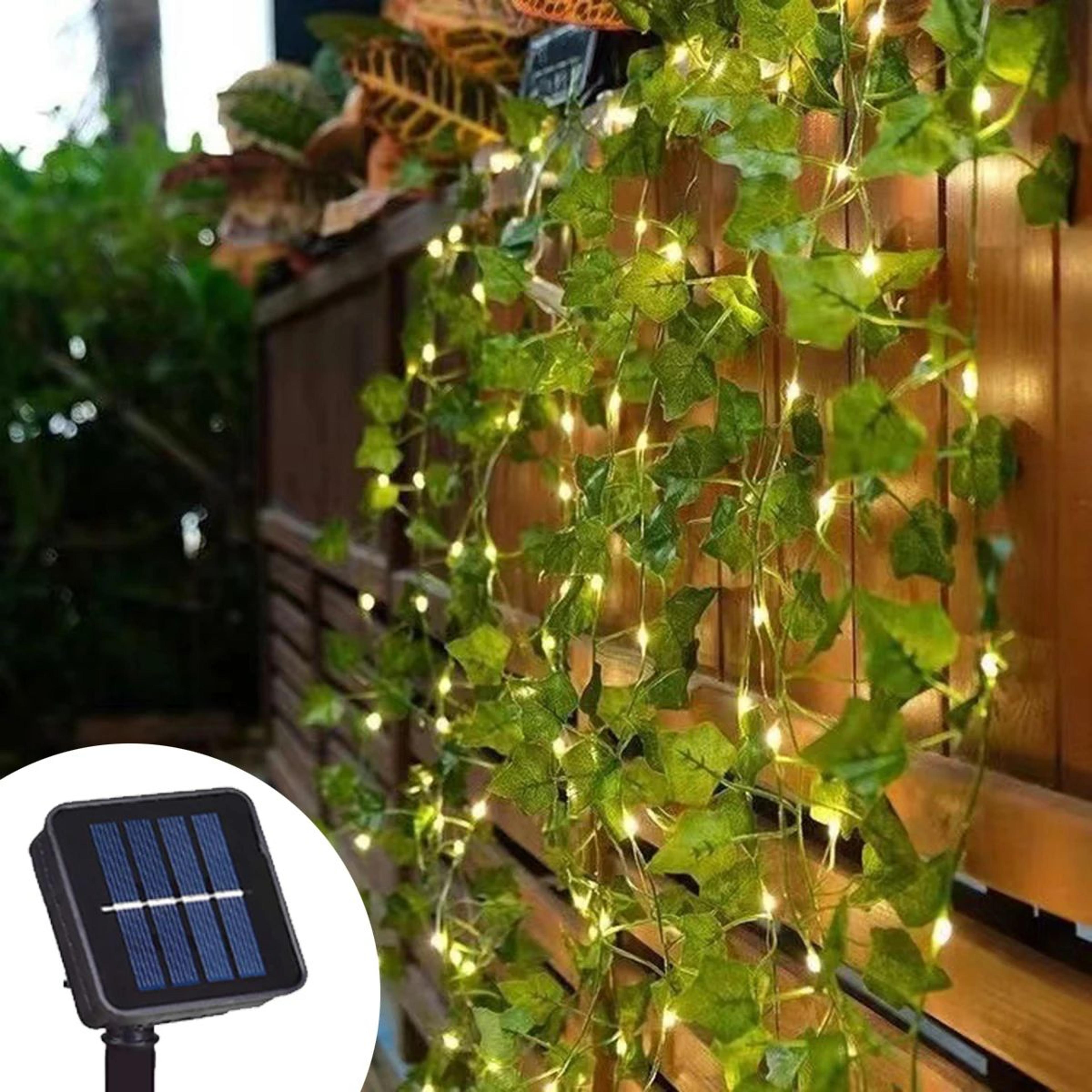 lushglow solar ivy string lights for outdoor garden decor