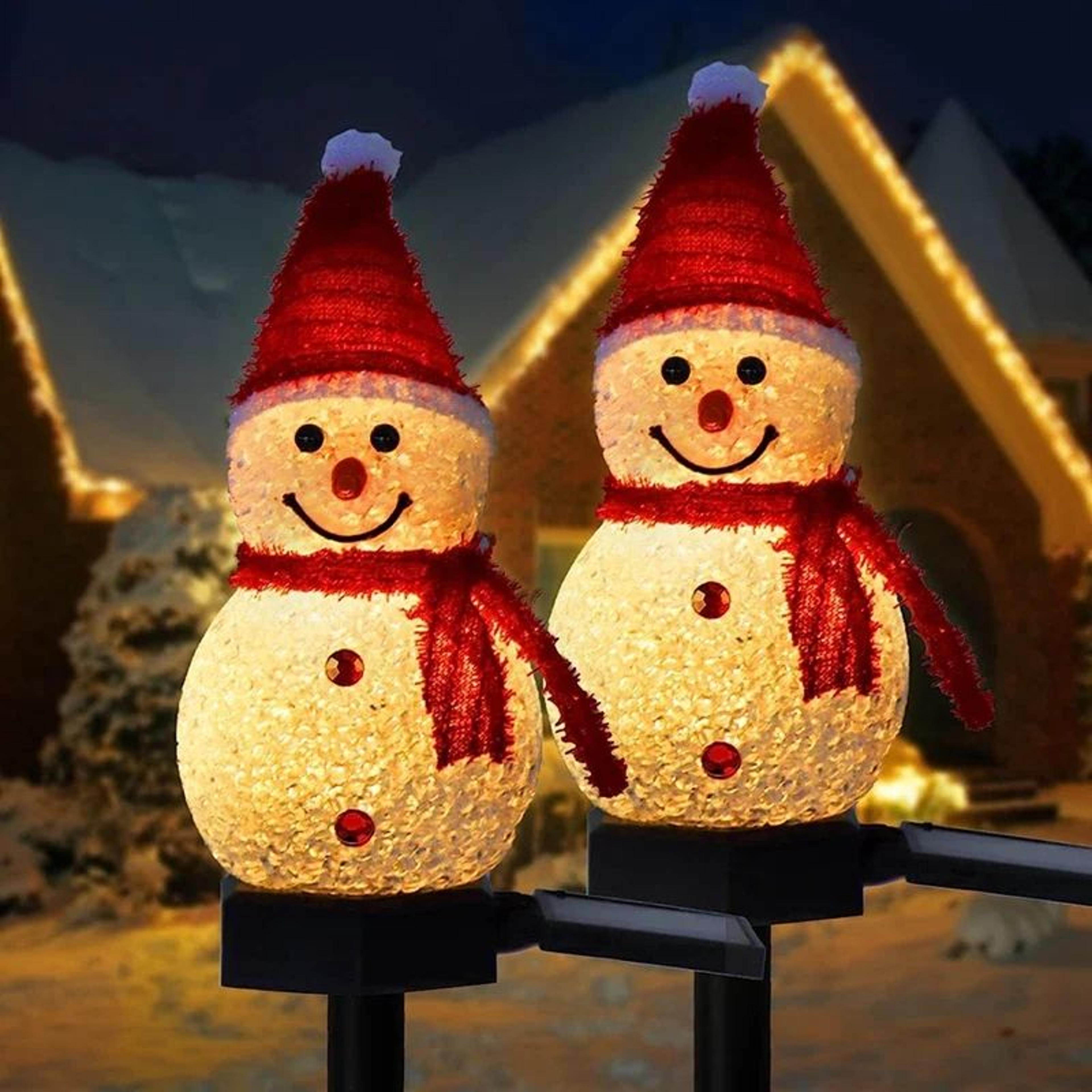 snowglow solar snowman christmas pathway lights
