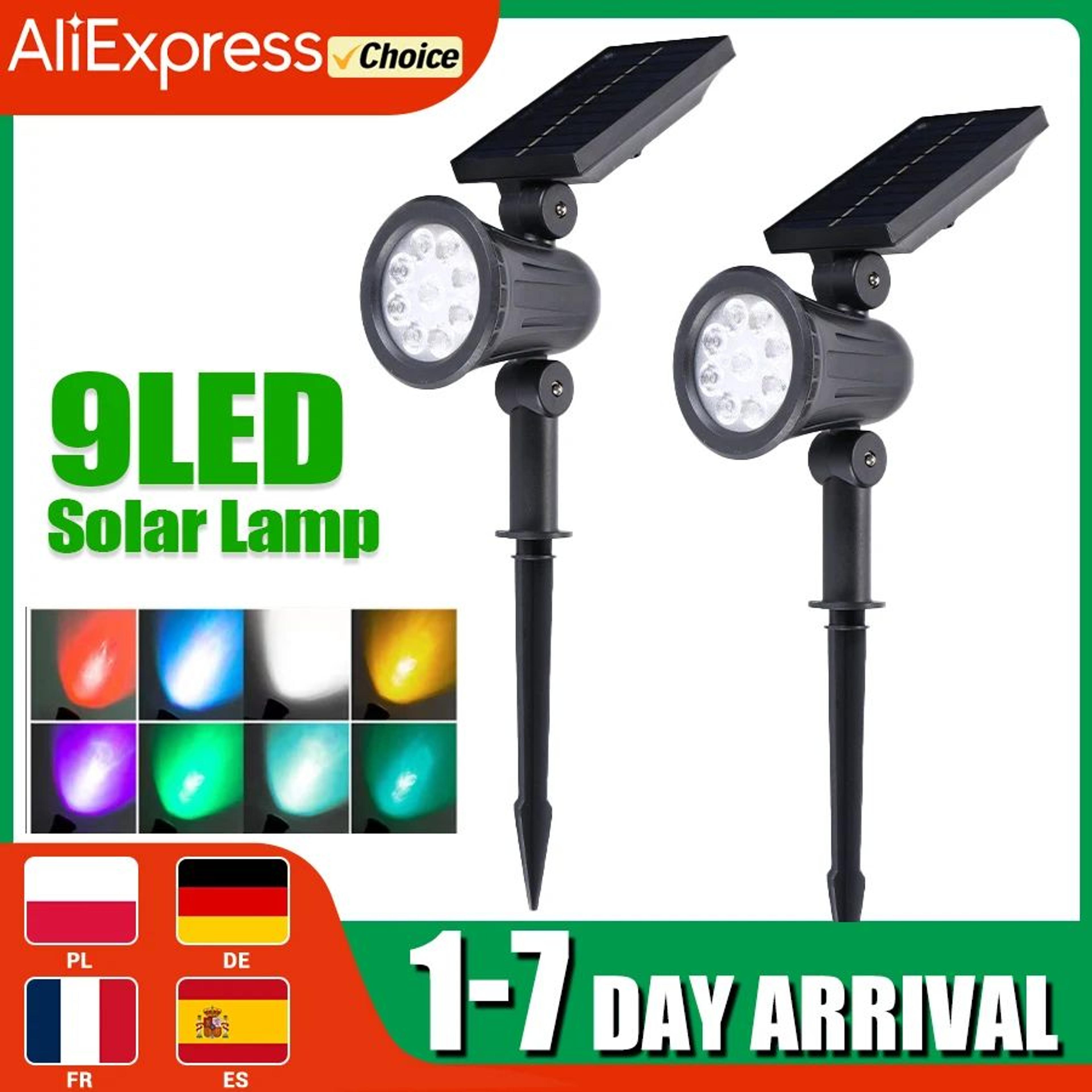 lumaglow 9 led solar spotlights outdoor with adjustable brightness