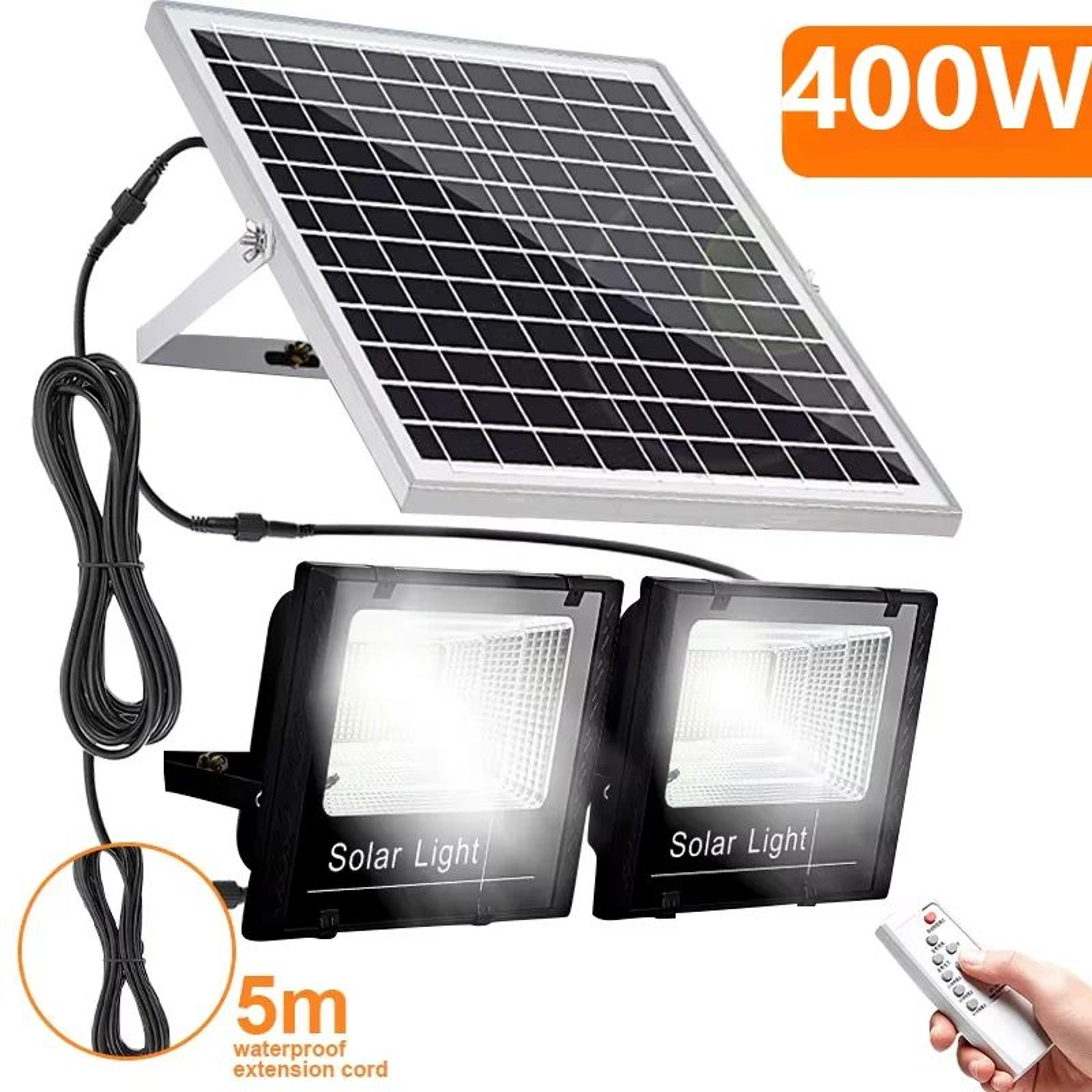 lumaguard 400w dual-head solar flood light for outdoor security
