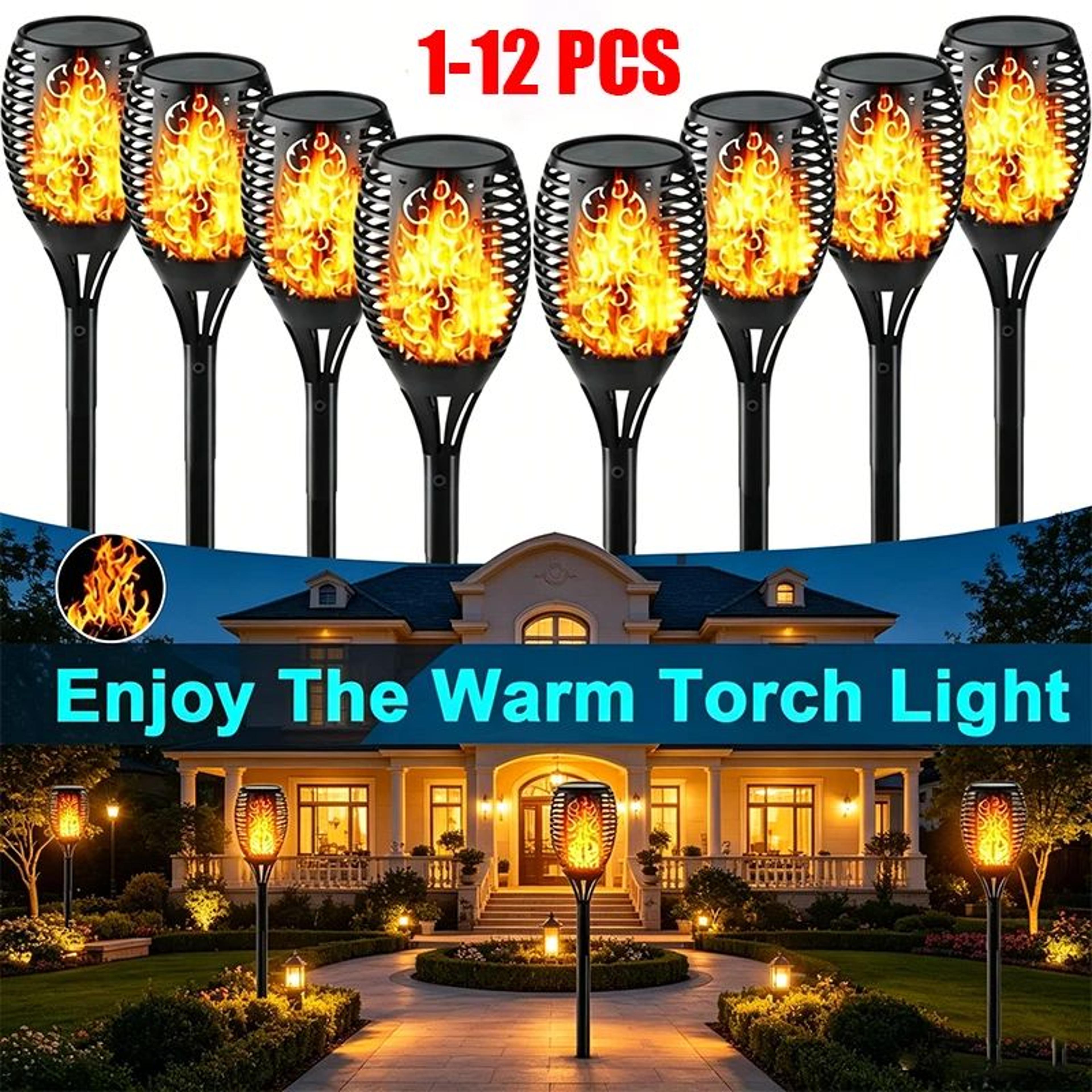 solarglow flickering flame solar torch lights for garden and pathways
