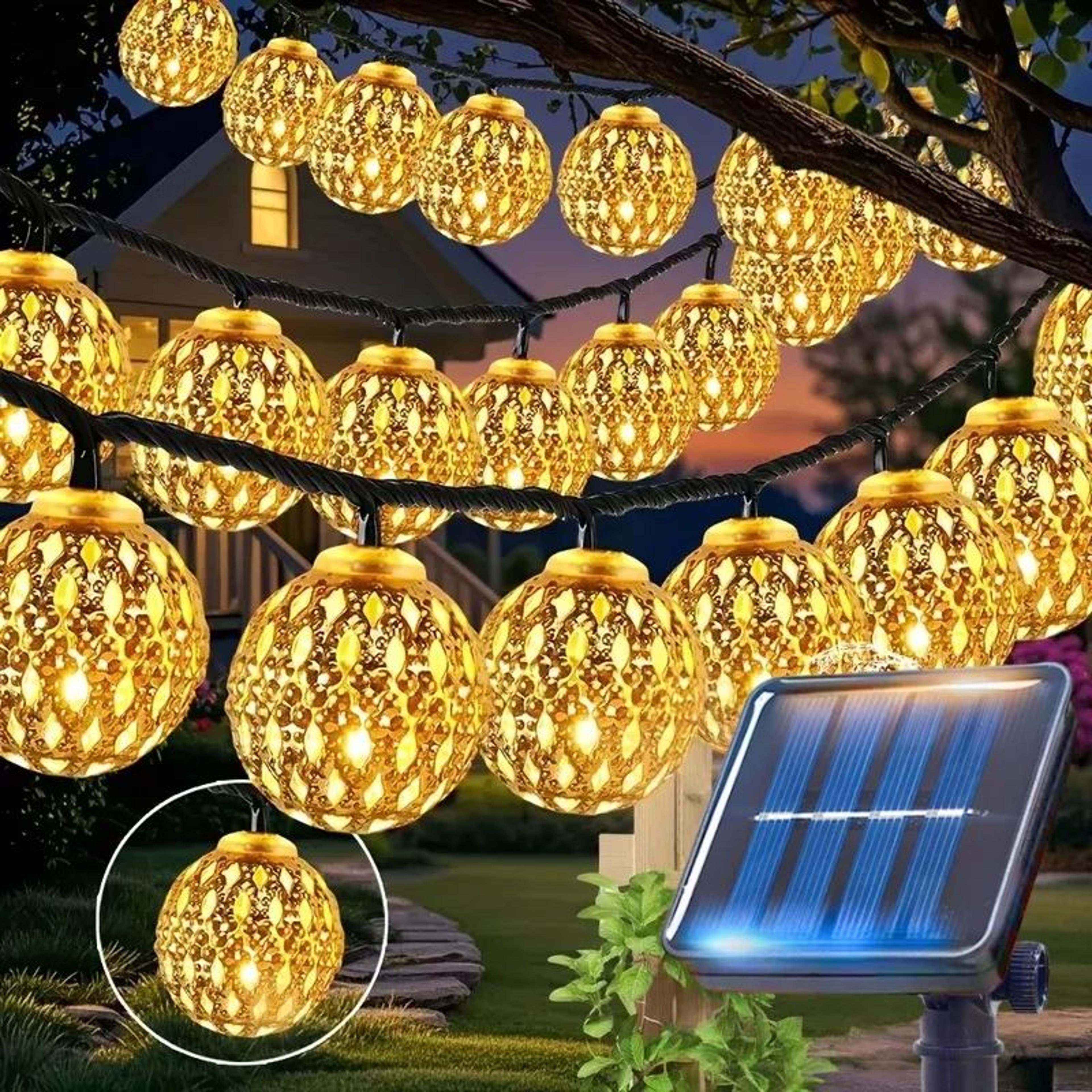 moroccan glow solar string lights for outdoor garden and patio
