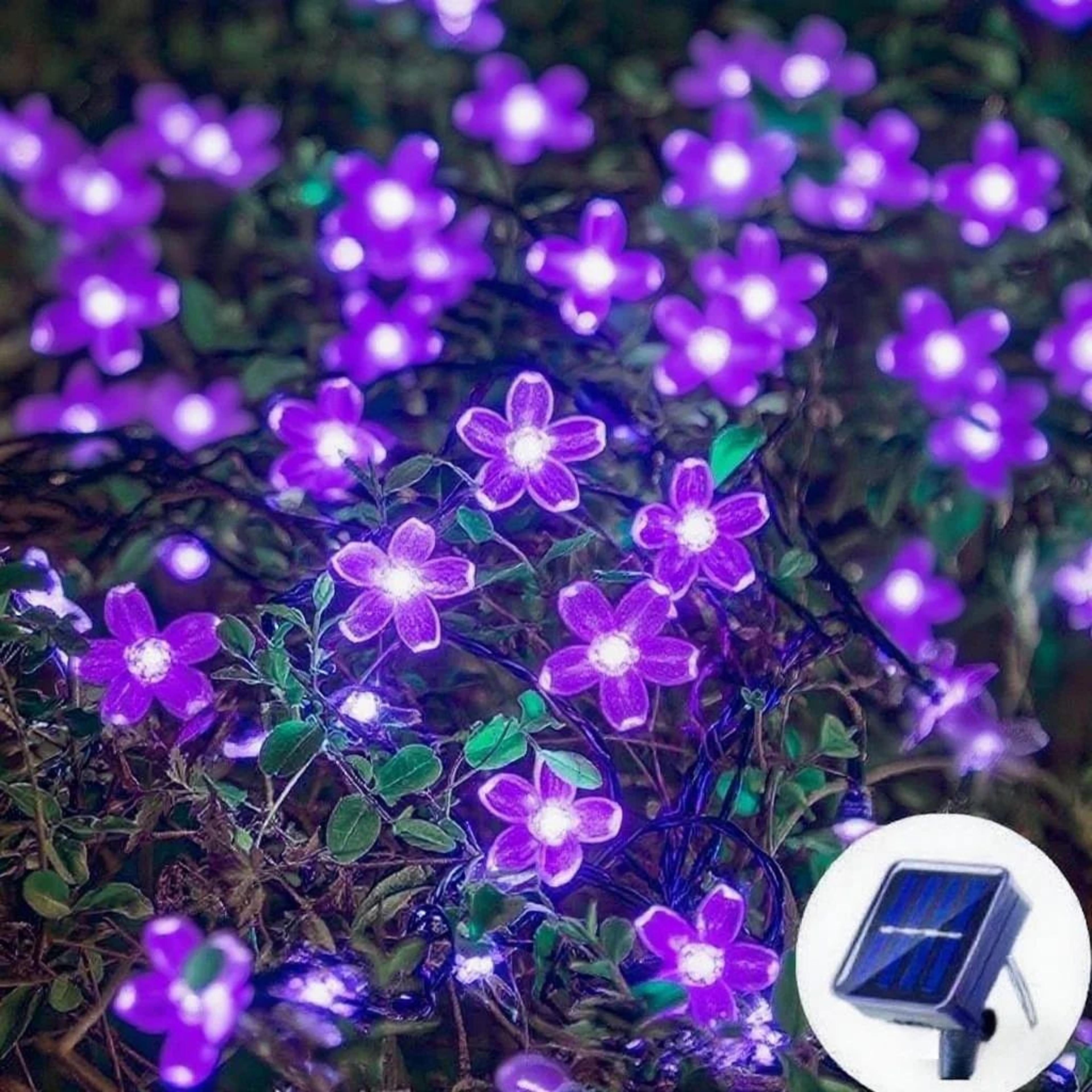 solar cherry blossom garden lights waterproof outdoor flower garland