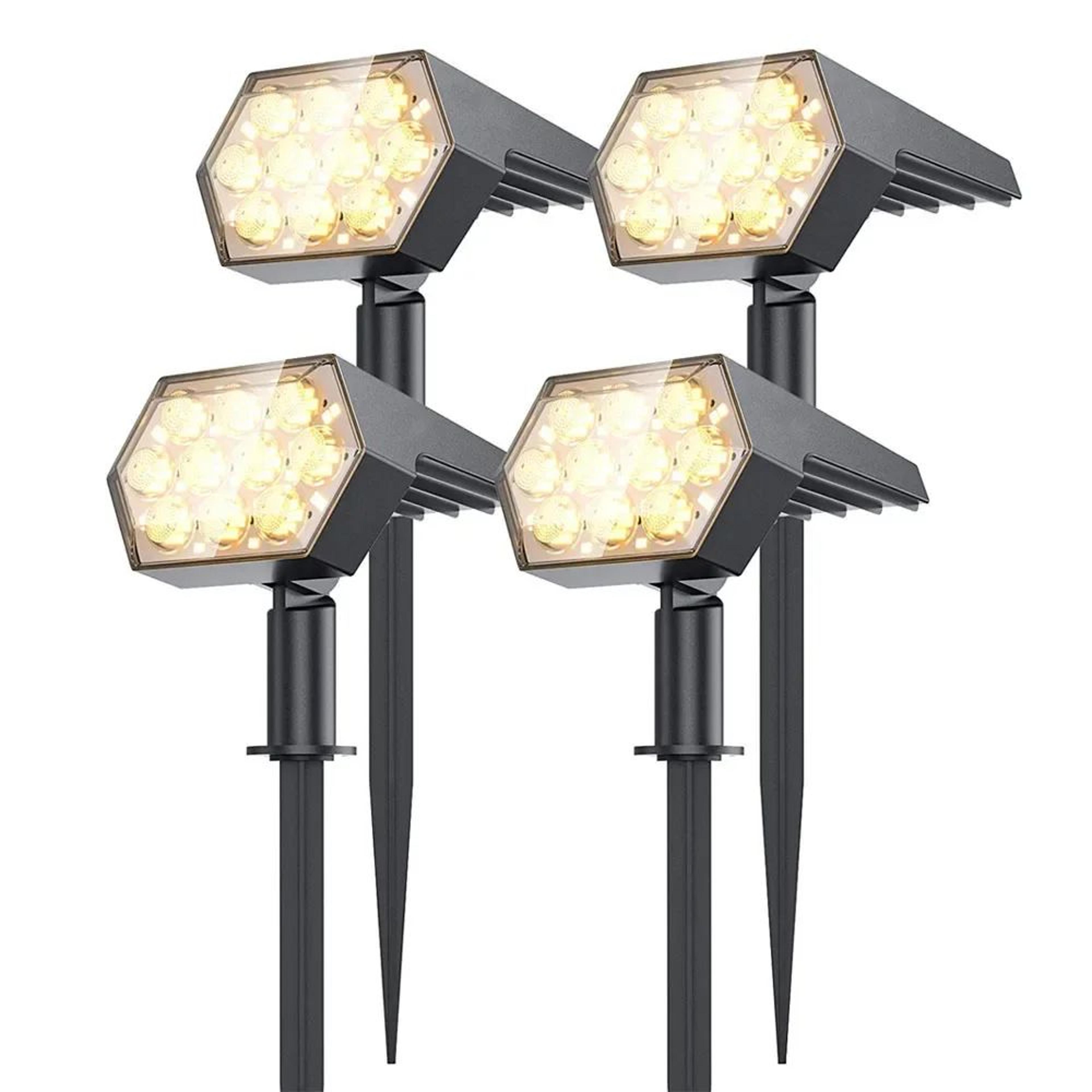 lumaglow 92 led solar spot lights outdoor with ip67 waterproof 2-in-1 design