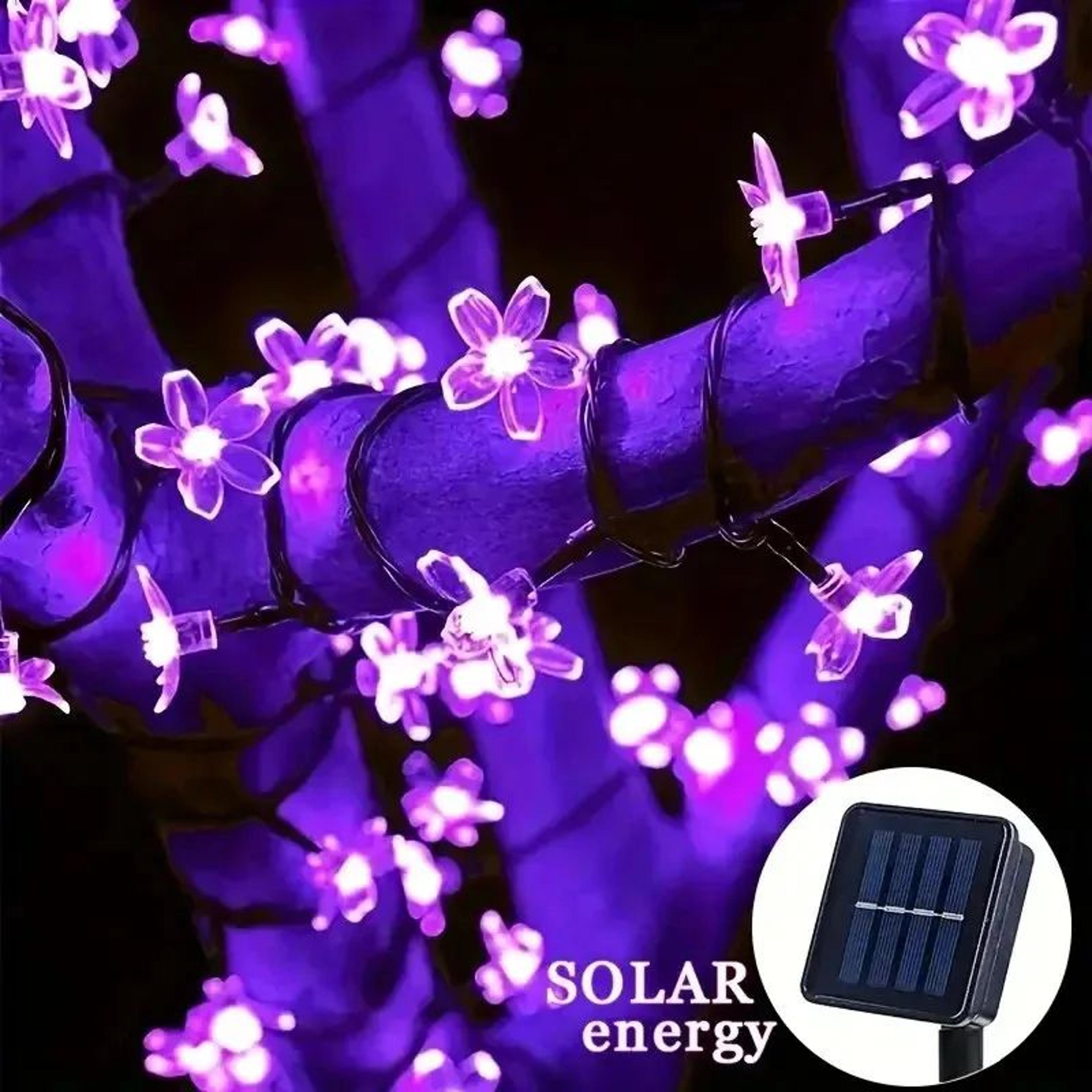 solar cherry blossom string lights with 8 lighting modes