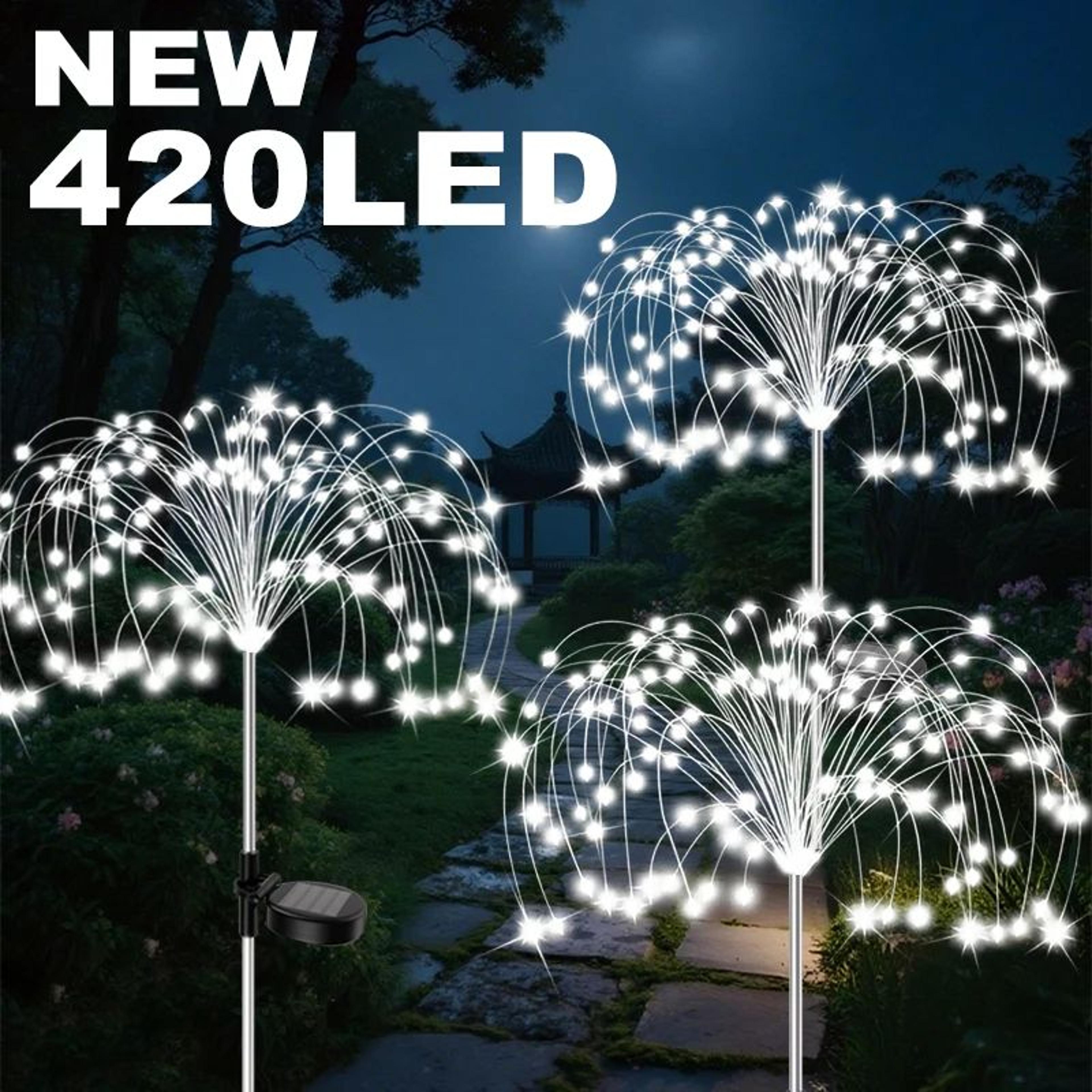 lumiburst 420 led solar firework garden lights