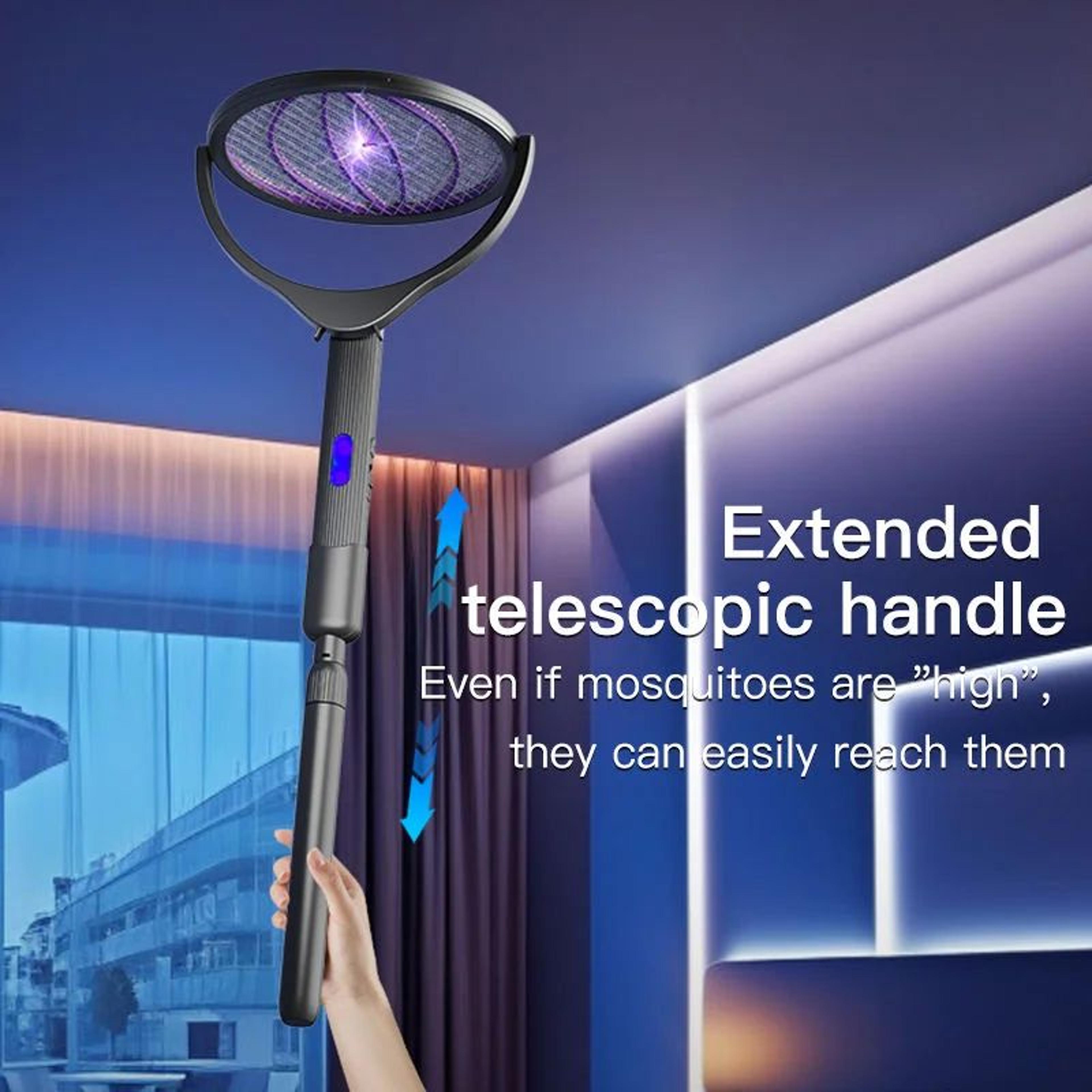 reachzap telescopic electric mosquito swatter with uv bug zapper