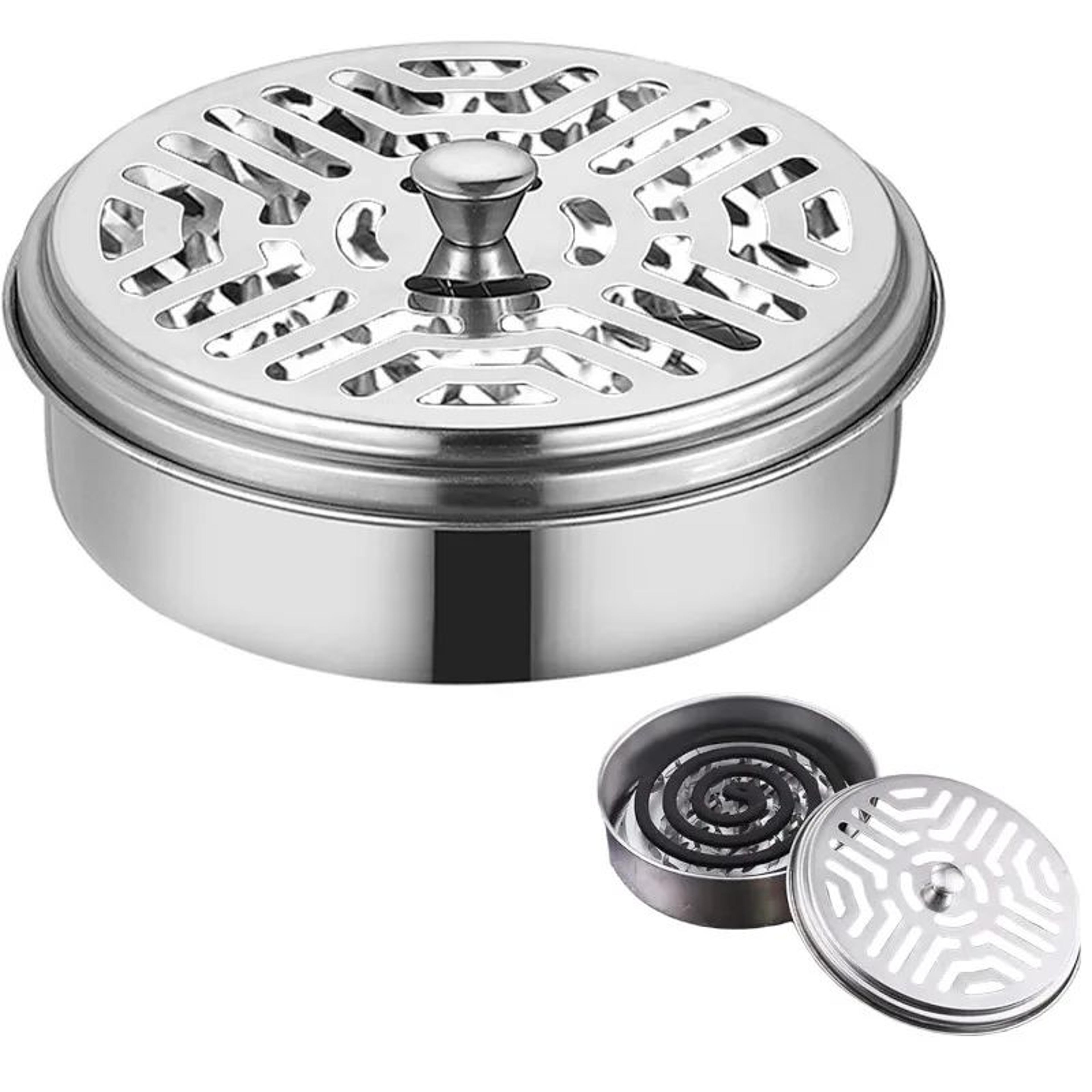 stainless steel mosquito coil holder with heat-resistant covered tray