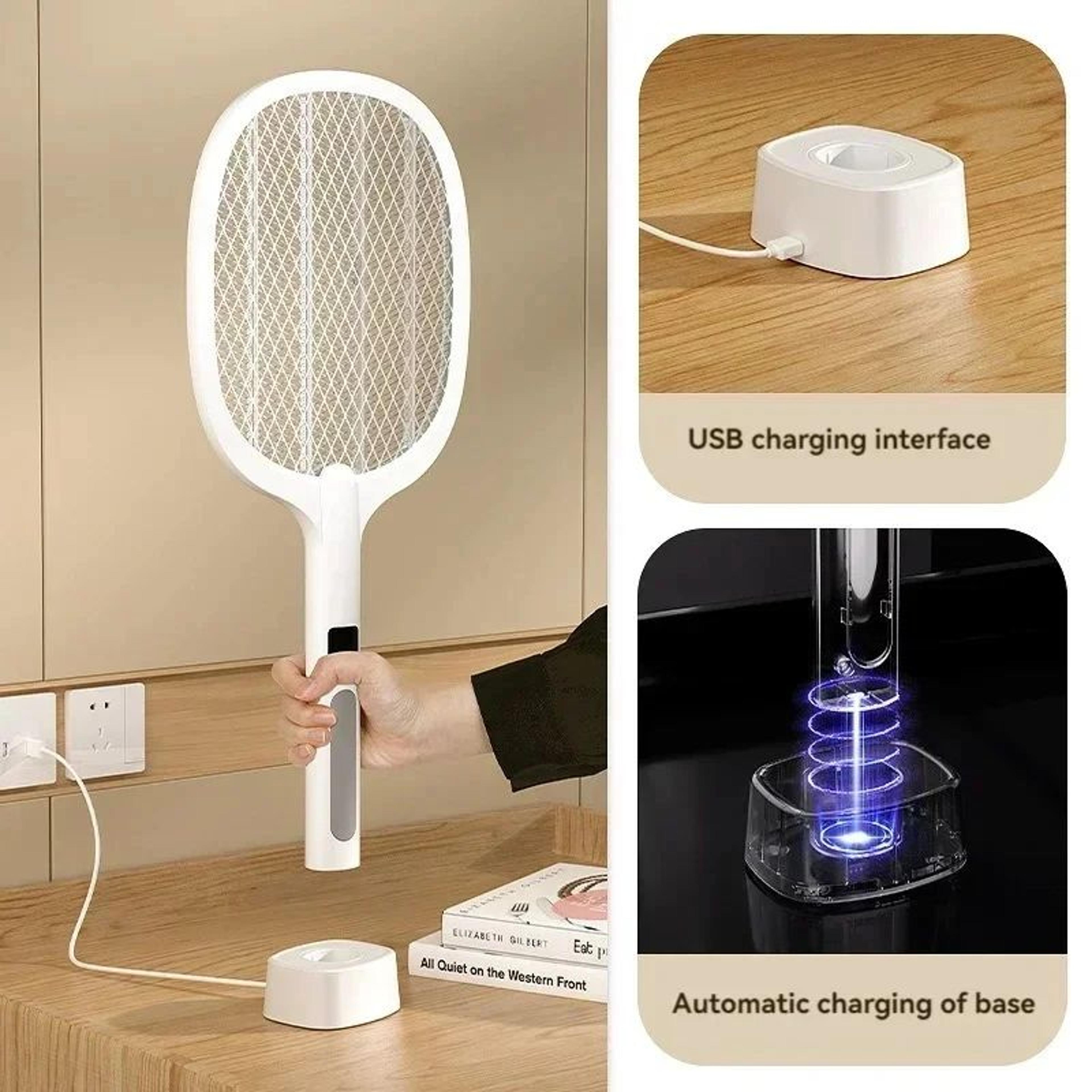 4000v rechargeable electric fly swatter with auto bug zapper mode