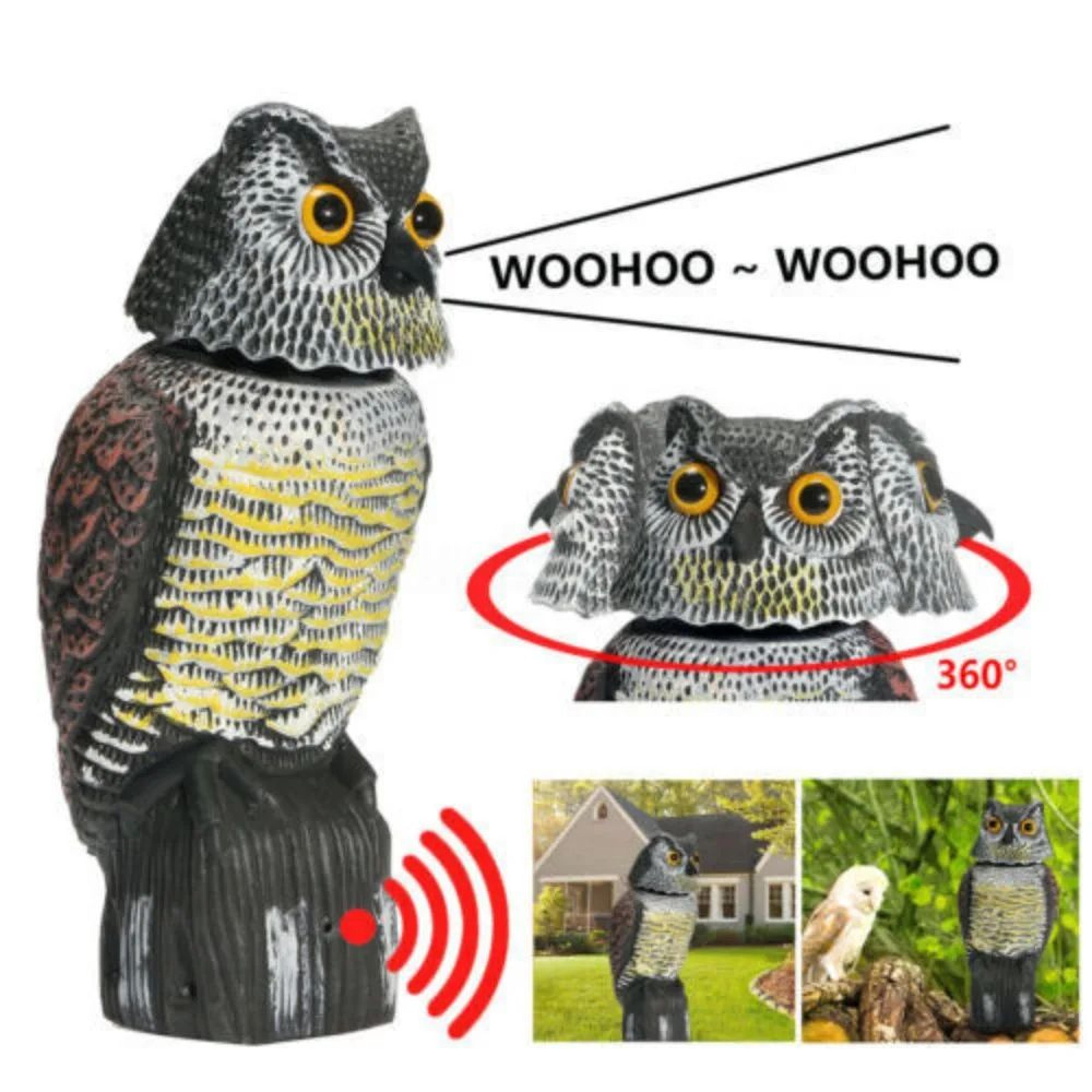 guardian owl rotating head bird deterrent for garden and yard