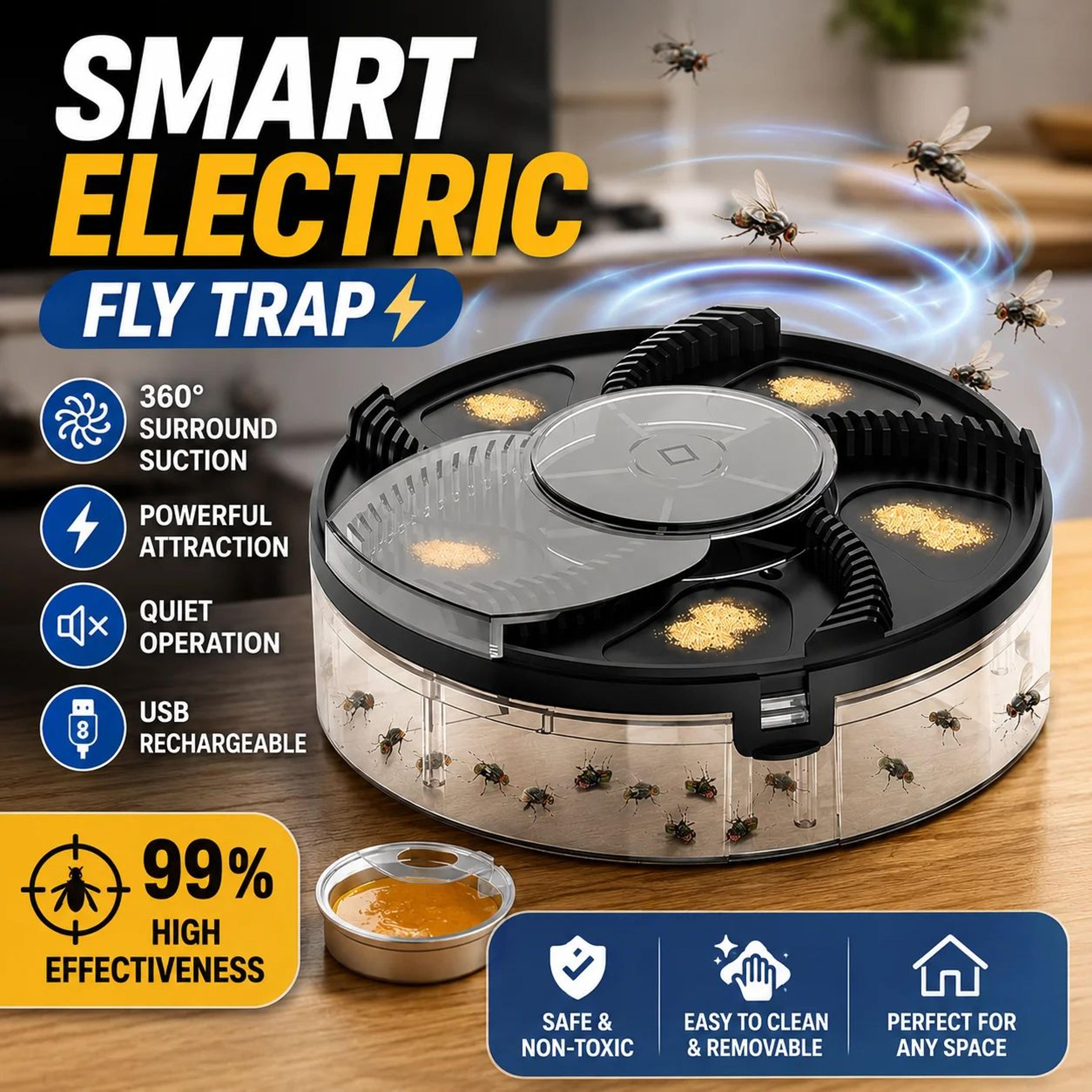 quietcatch electric fly trap – automatic indoor fly catcher