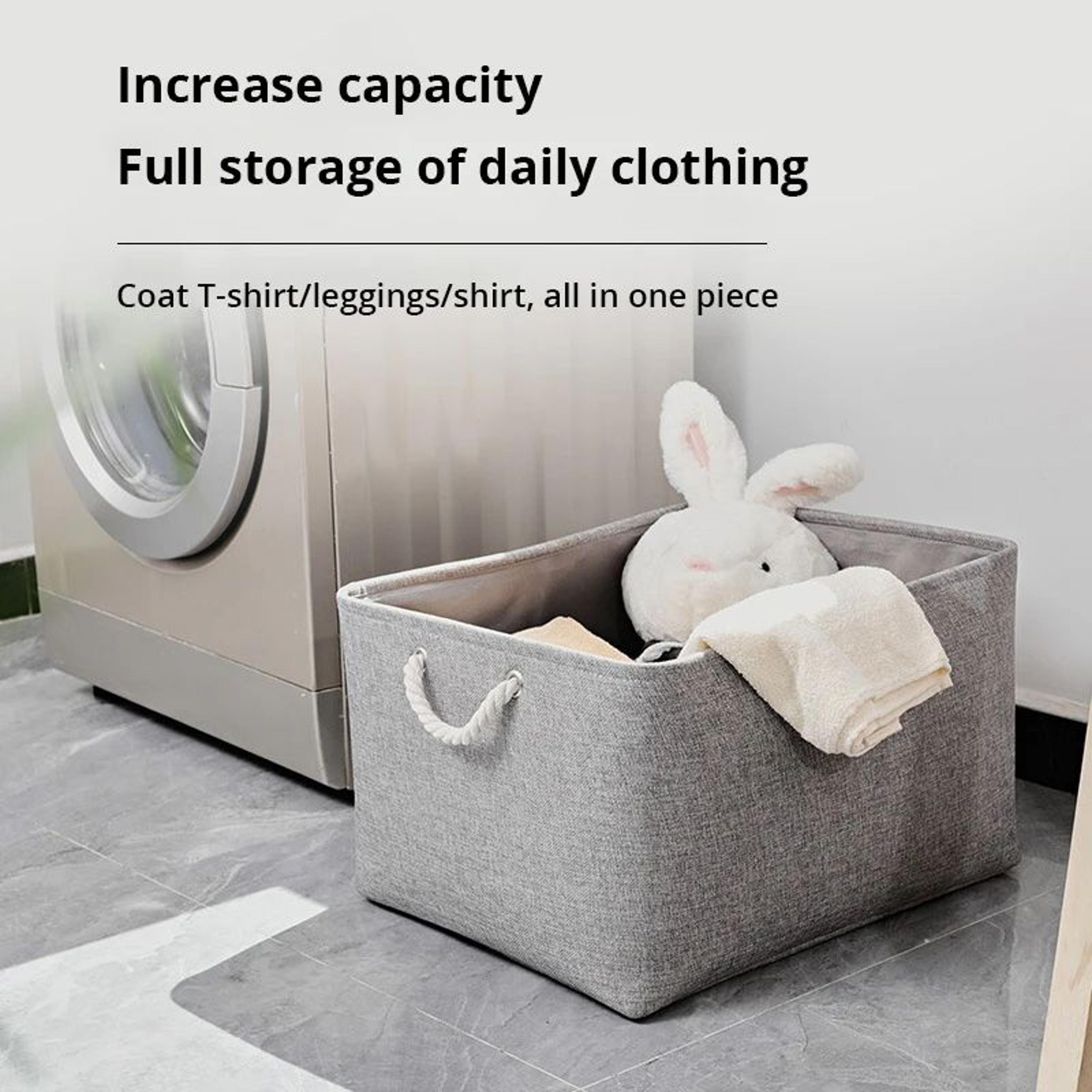 serenefold collapsible linen storage basket with handles