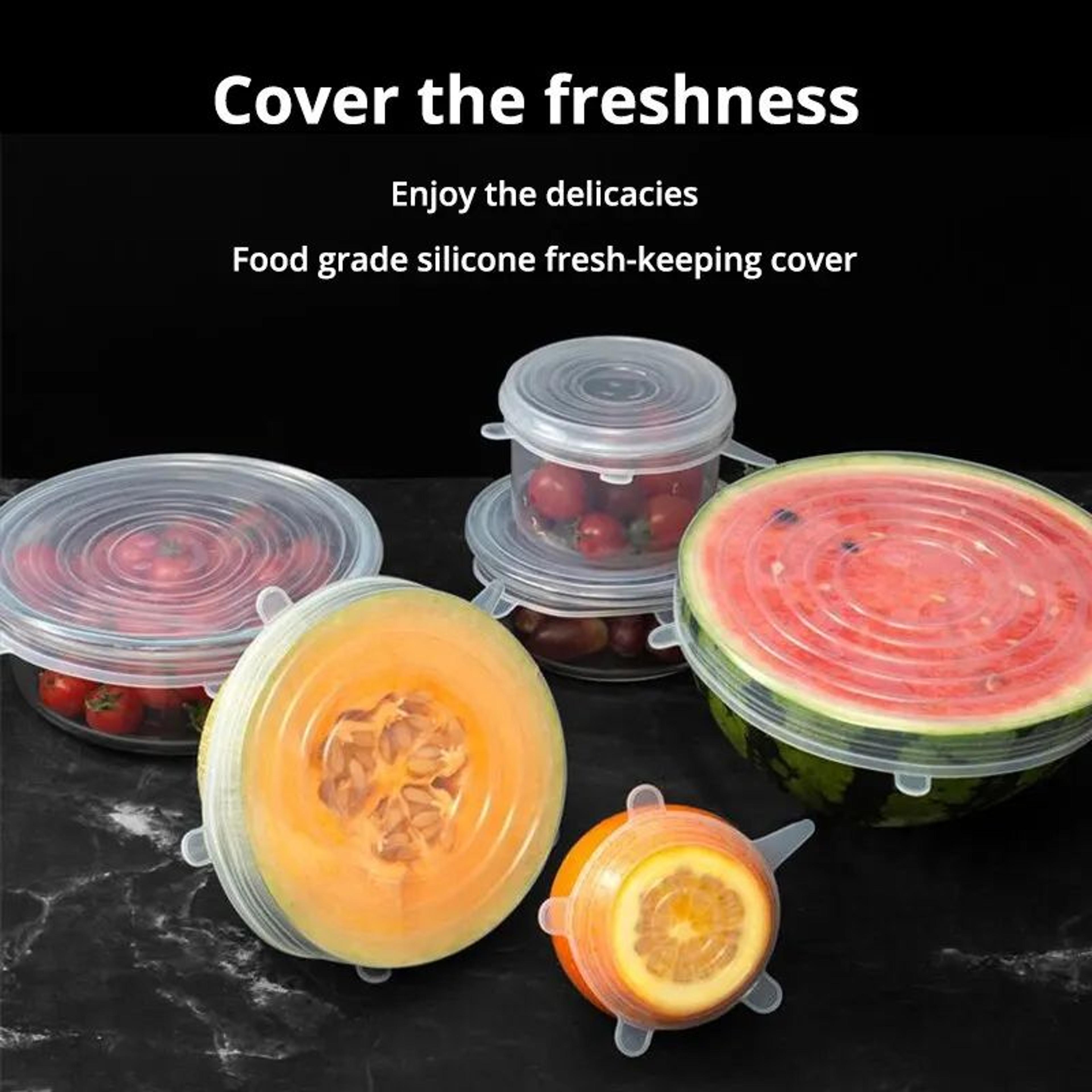 freshseal reusable silicone stretch lids 6-piece food storage set
