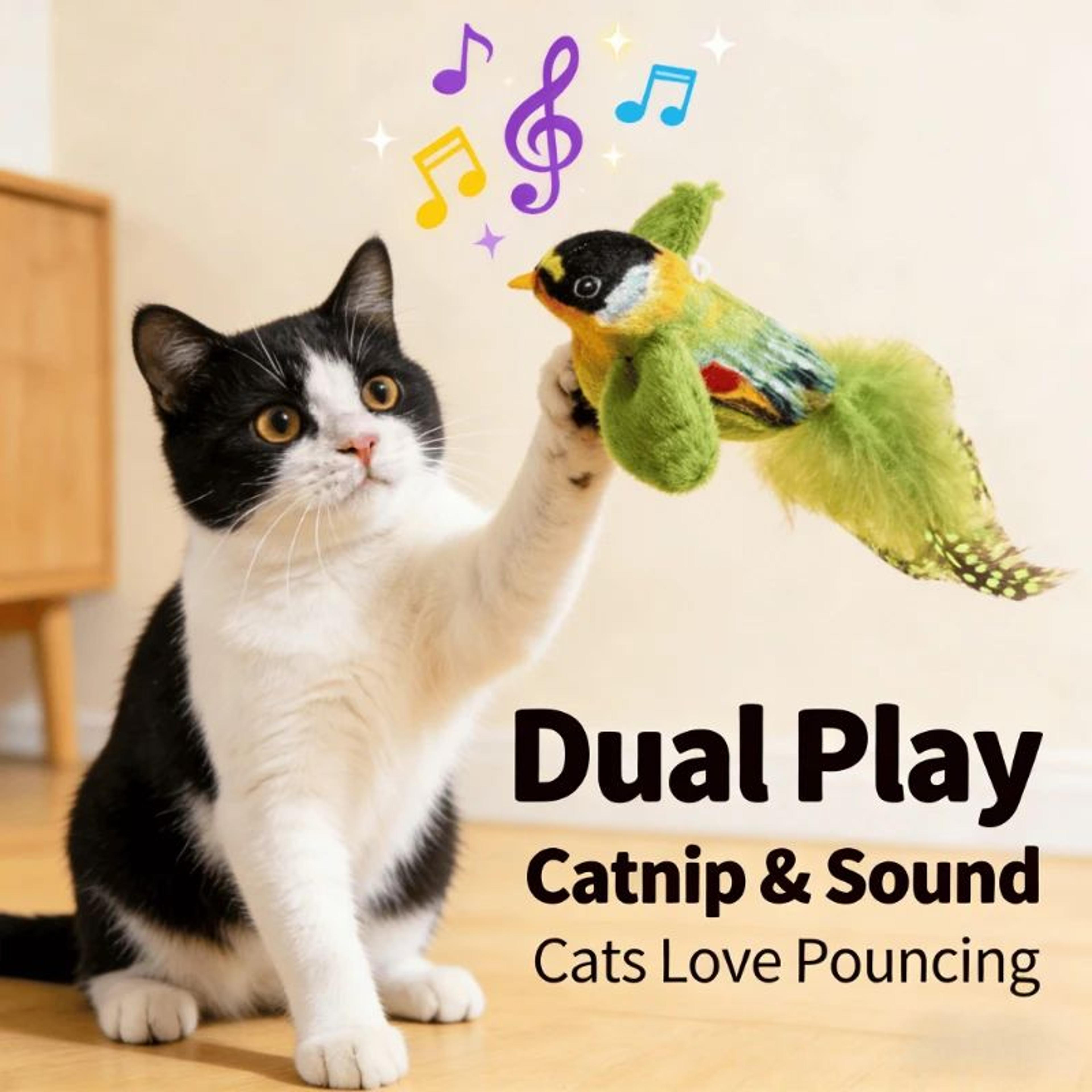 chirpchase interactive cat bird toy with sound and catnip