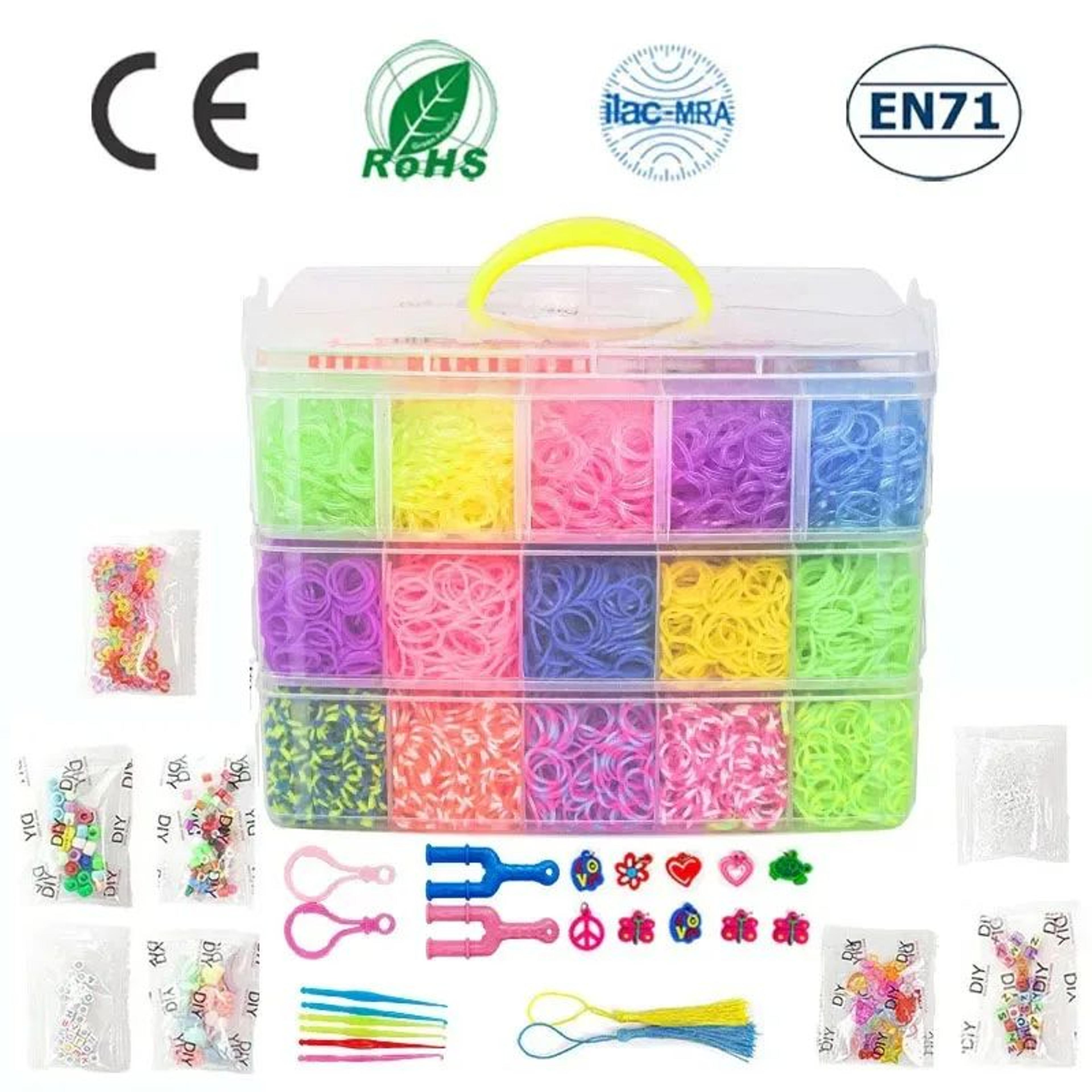 glowcraft 15000-piece loom bands kit with luminous rainbow colors
