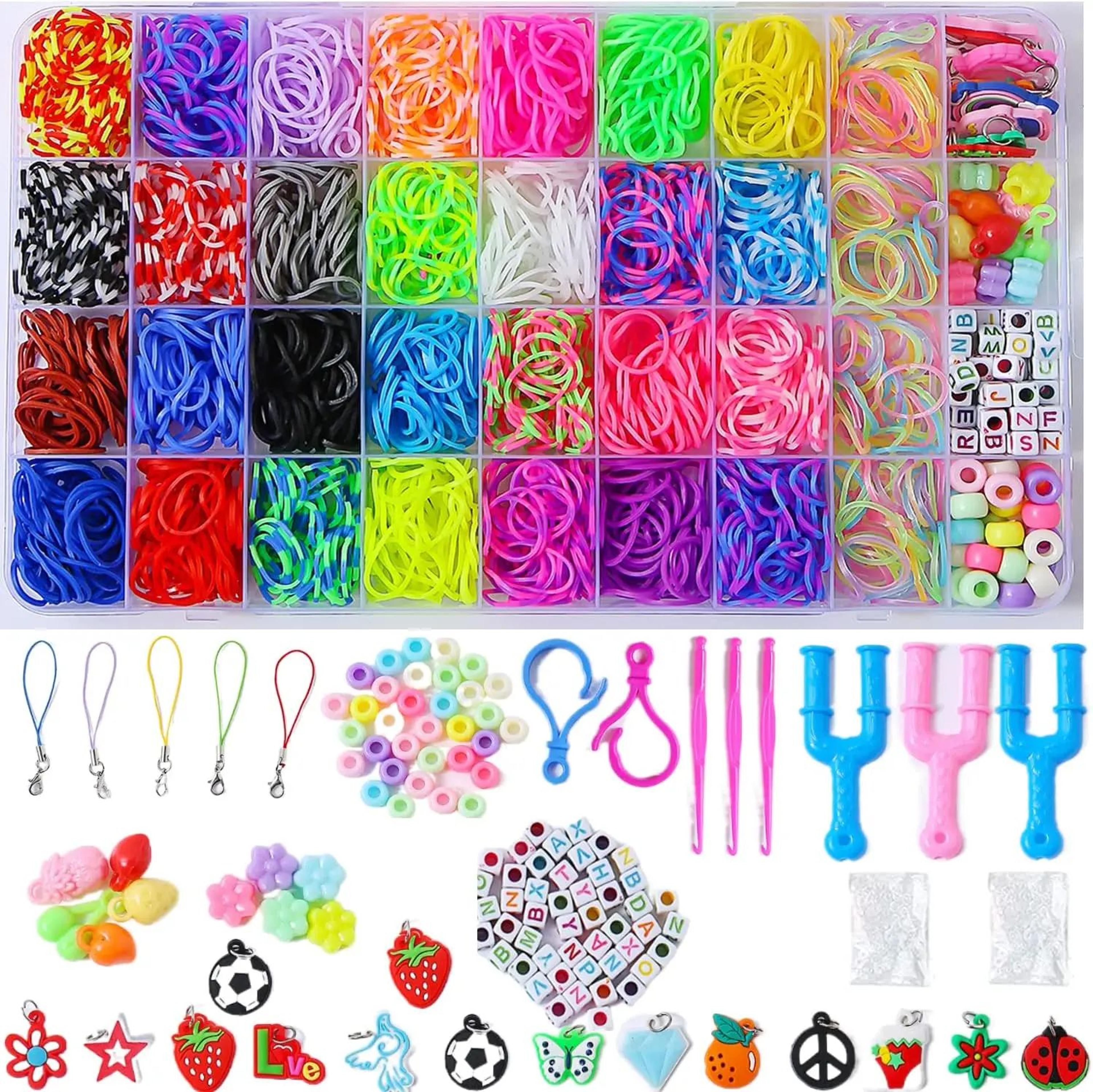 creative loom bracelet making kit with colorful rubber bands and organizer
