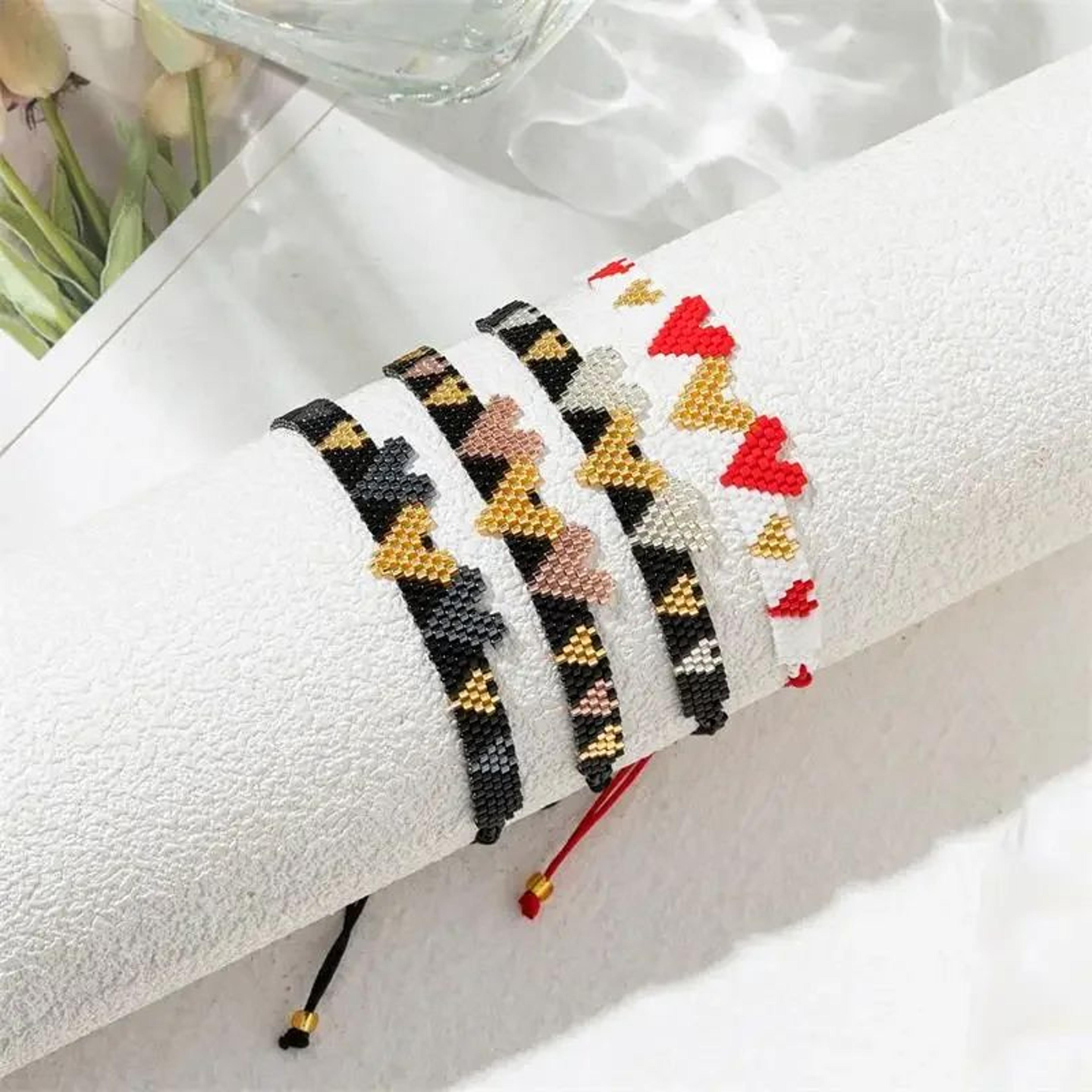 3d heart miyuki beaded bracelet for women