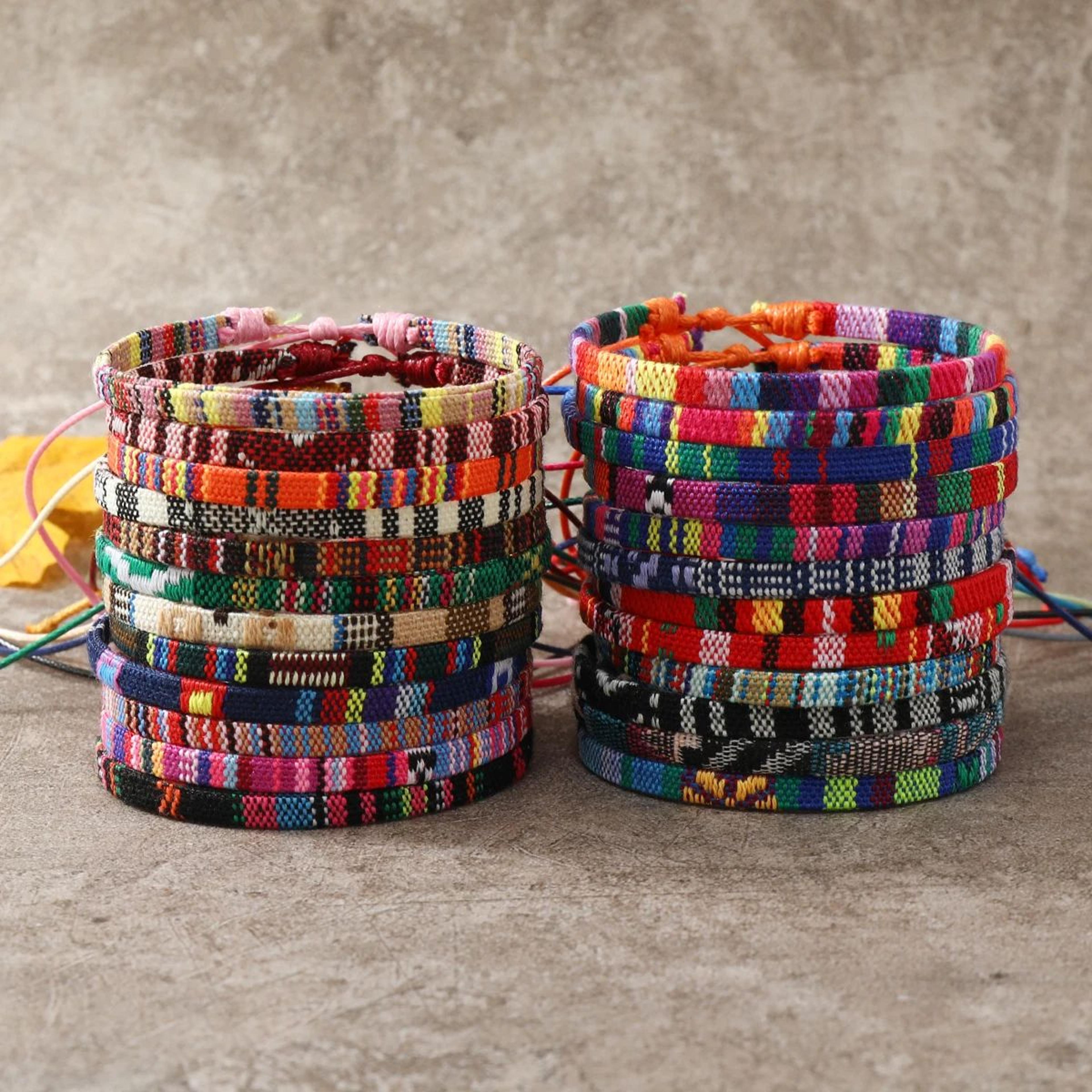 bohovibe 24-piece boho bracelet set colorful woven friendship bracelets