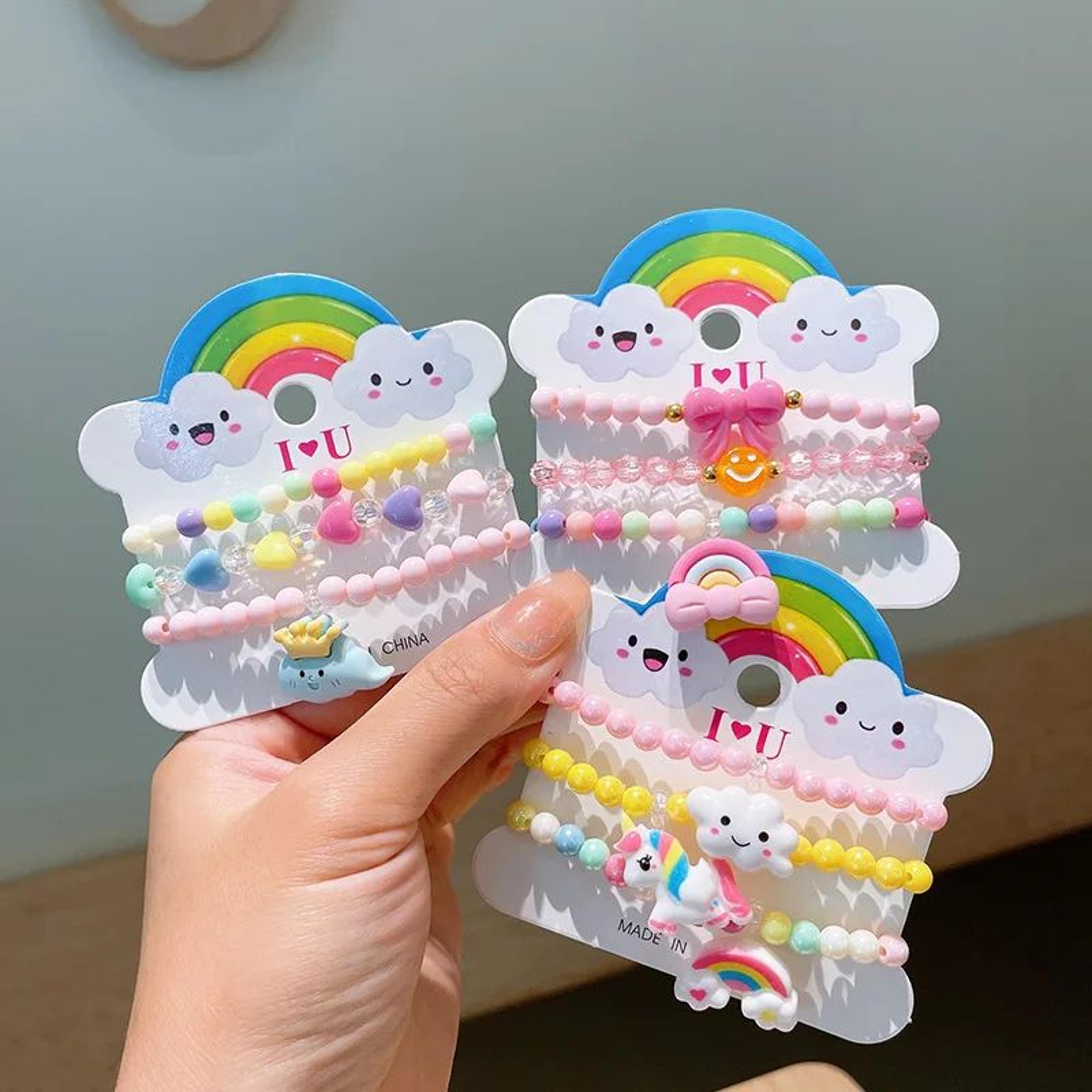 3-piece colorful resin charm bracelet set for girls