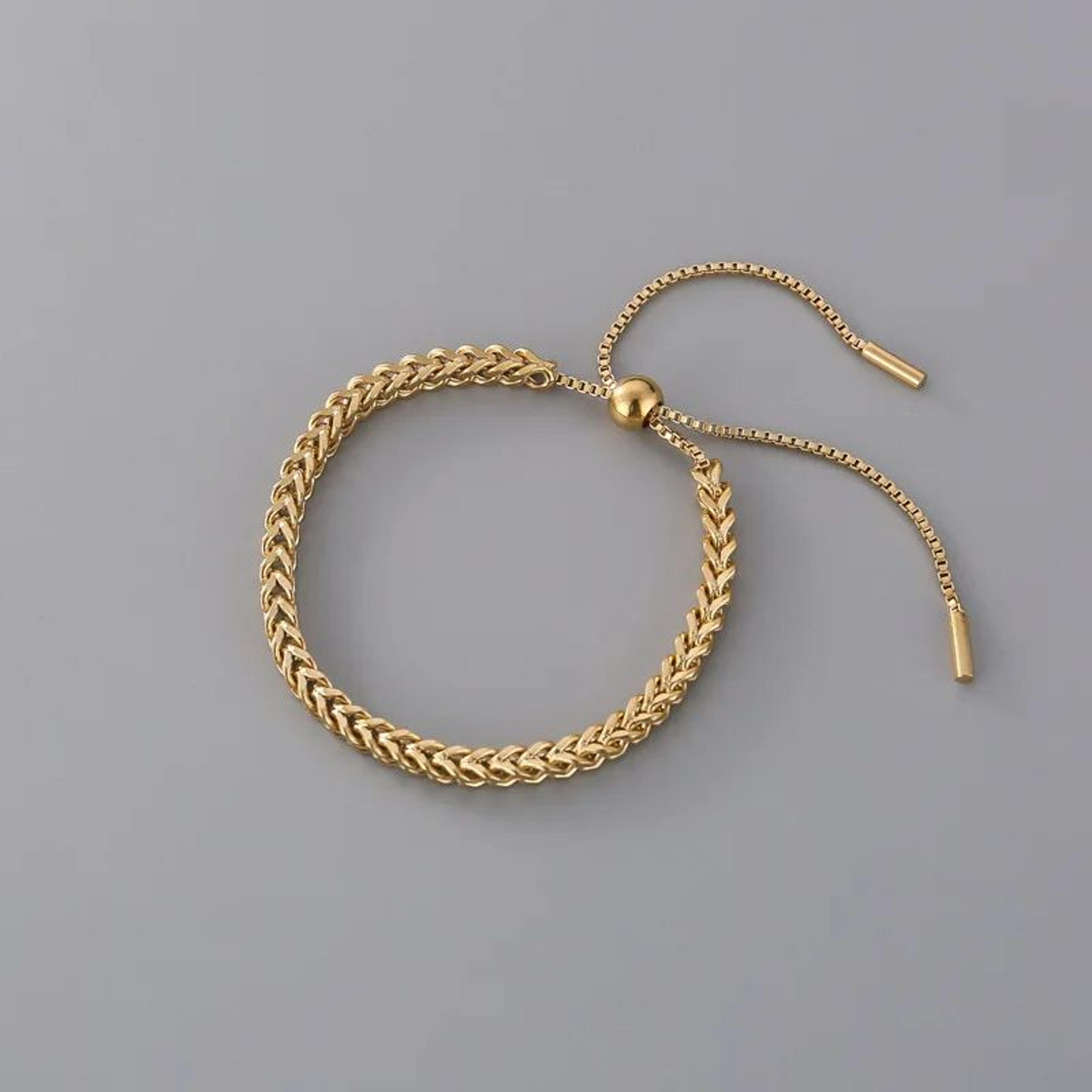 gold wheat ear stainless steel adjustable bracelet for women