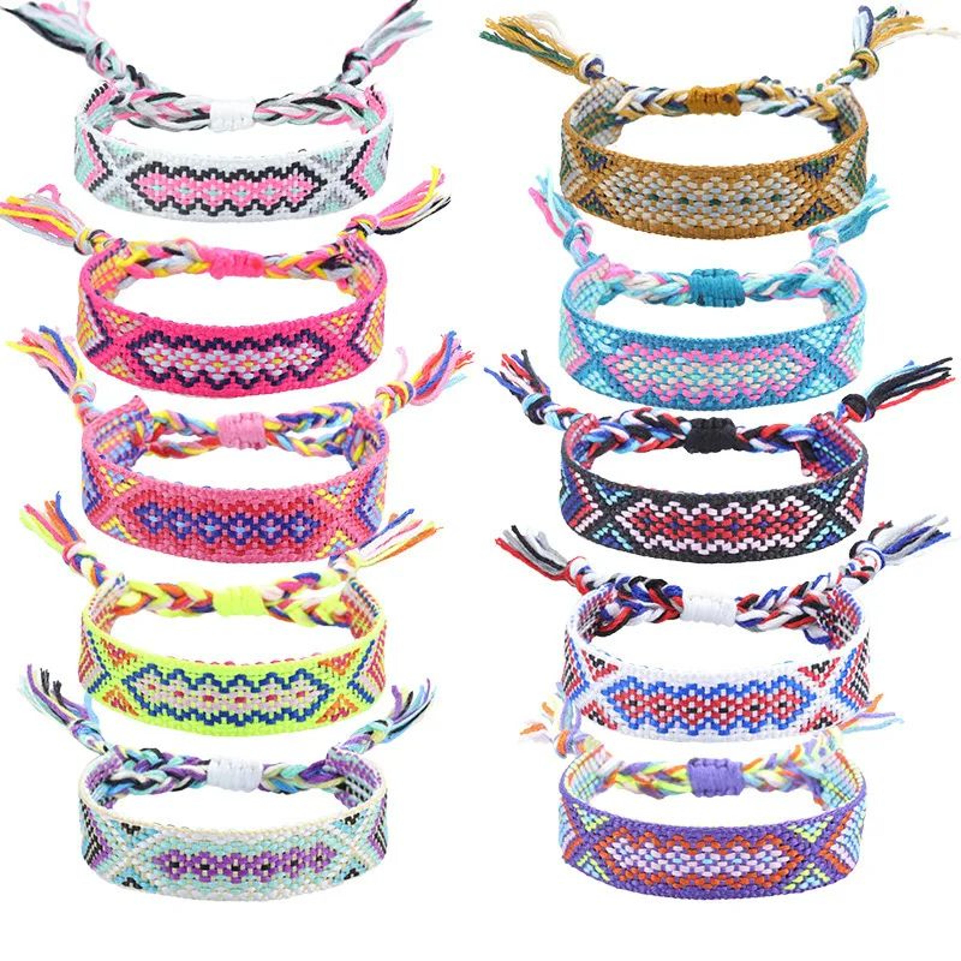 boho woven friendship bracelet adjustable braided rope wristband