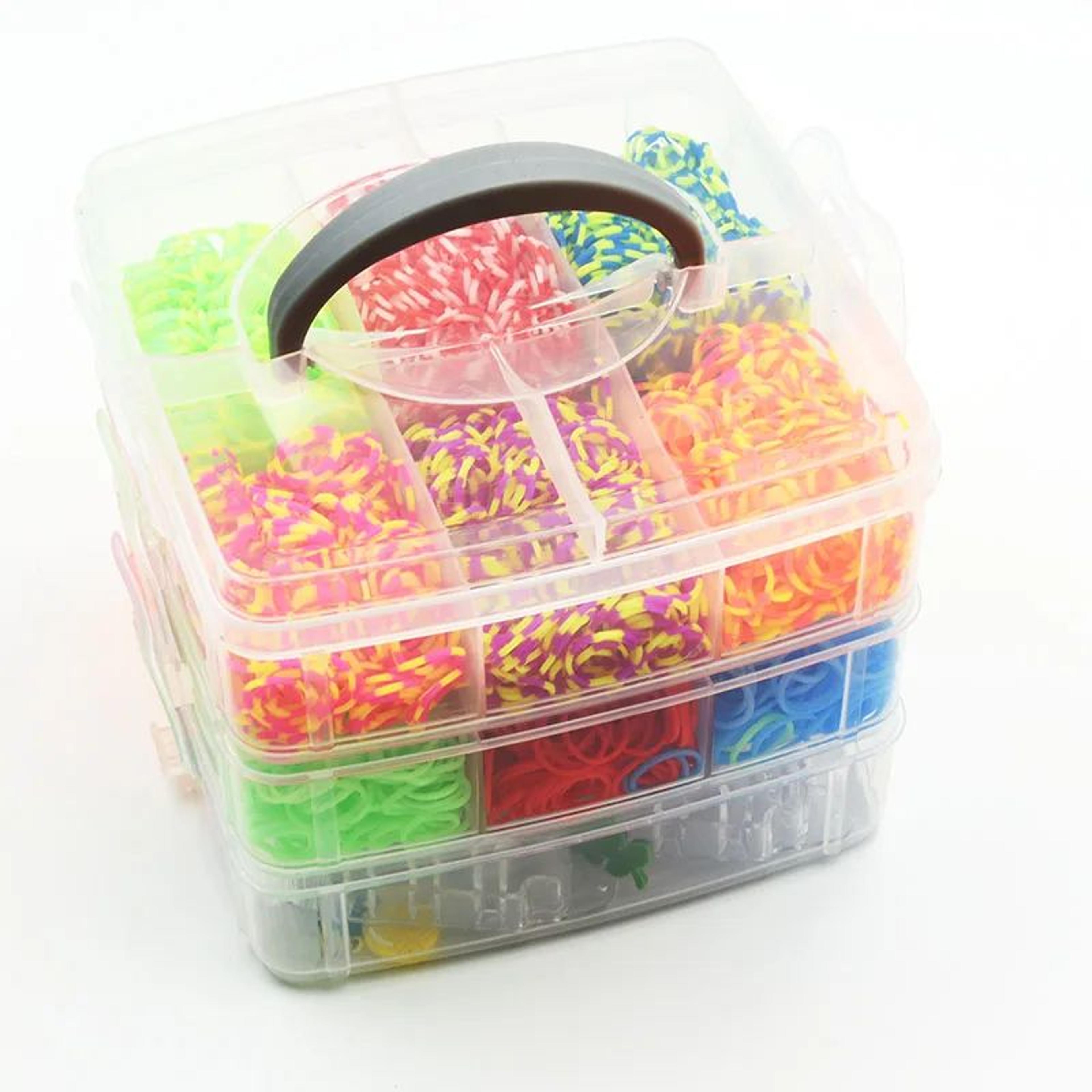 4500-piece loom band bracelet making kit with 15 colors and 3-layer organizer