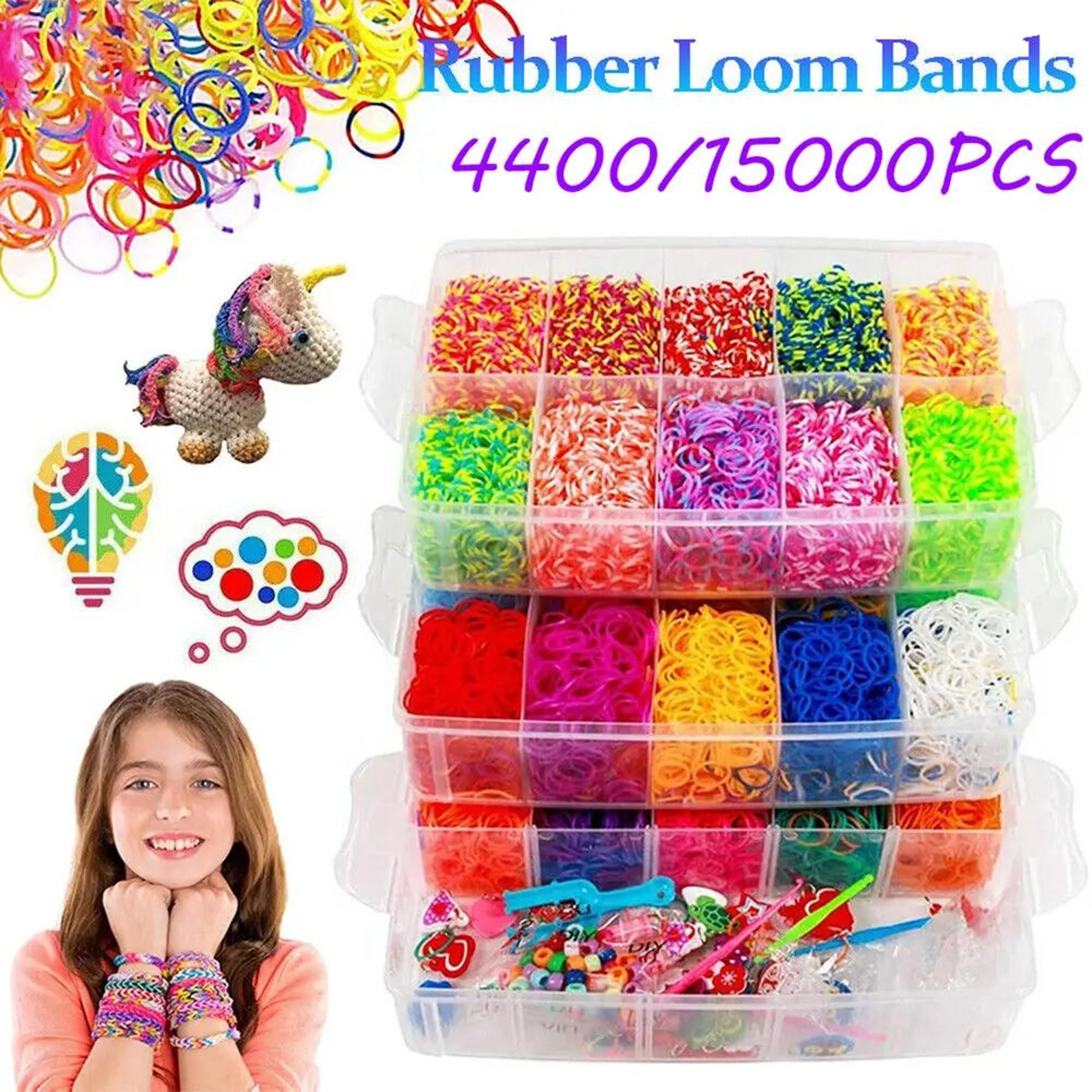 4500/15000pcs rainbow loom bands bracelet making kit with organizer box