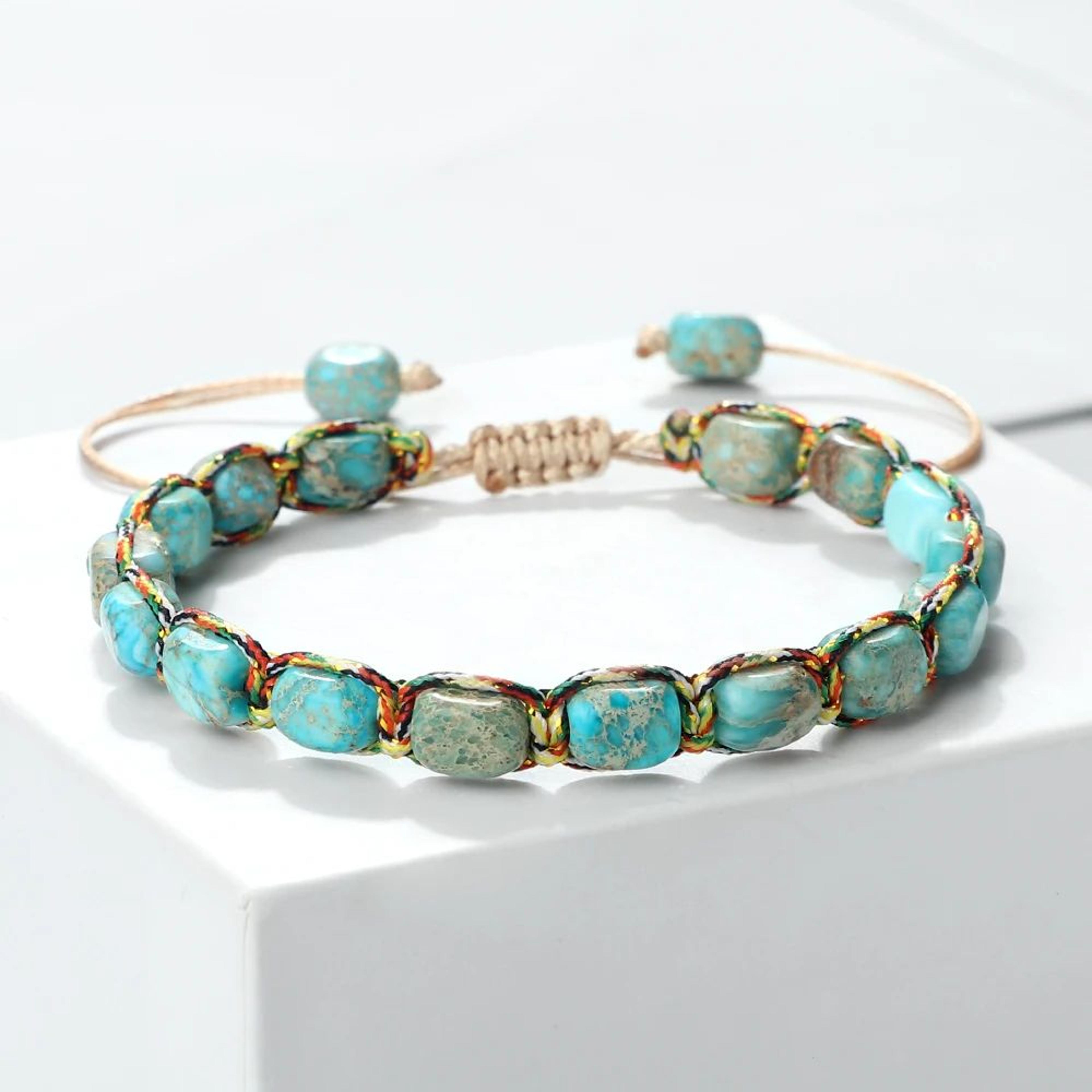 bohemian imperial stone beaded bracelet adjustable braided friendship jewelry