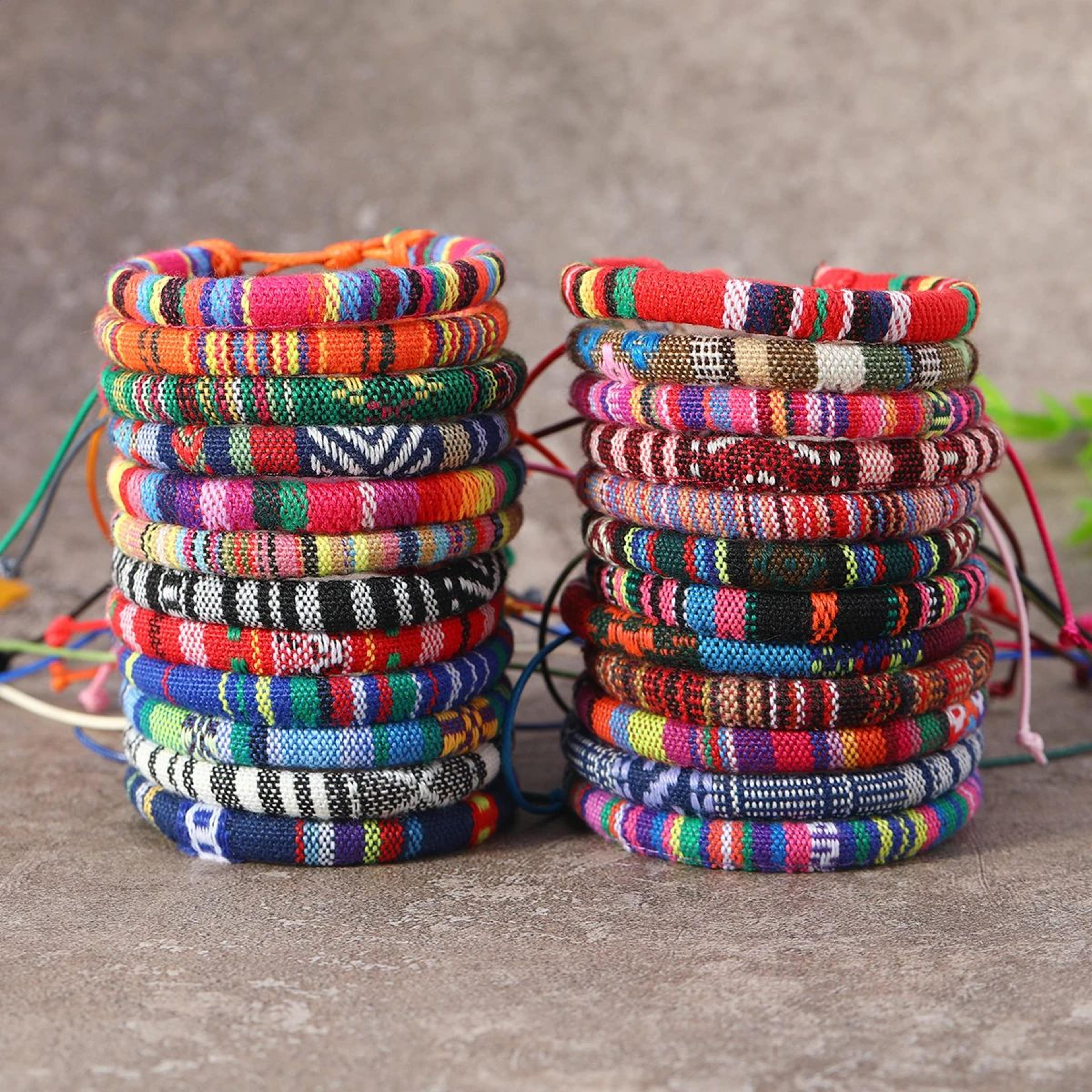 24-piece boho woven friendship bracelet set for men and women