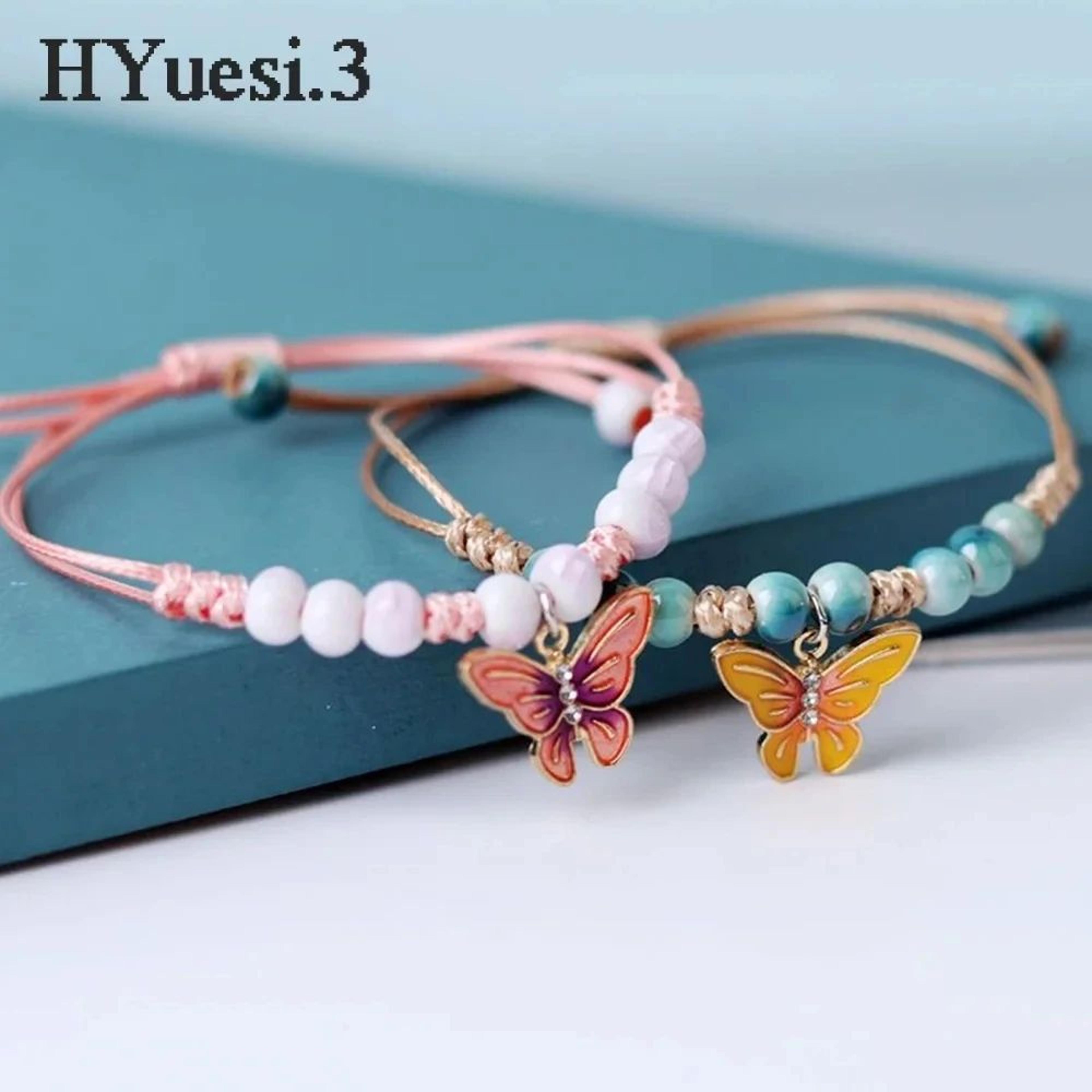 handwoven butterfly beaded bracelet and anklet adjustable friendship jewelry