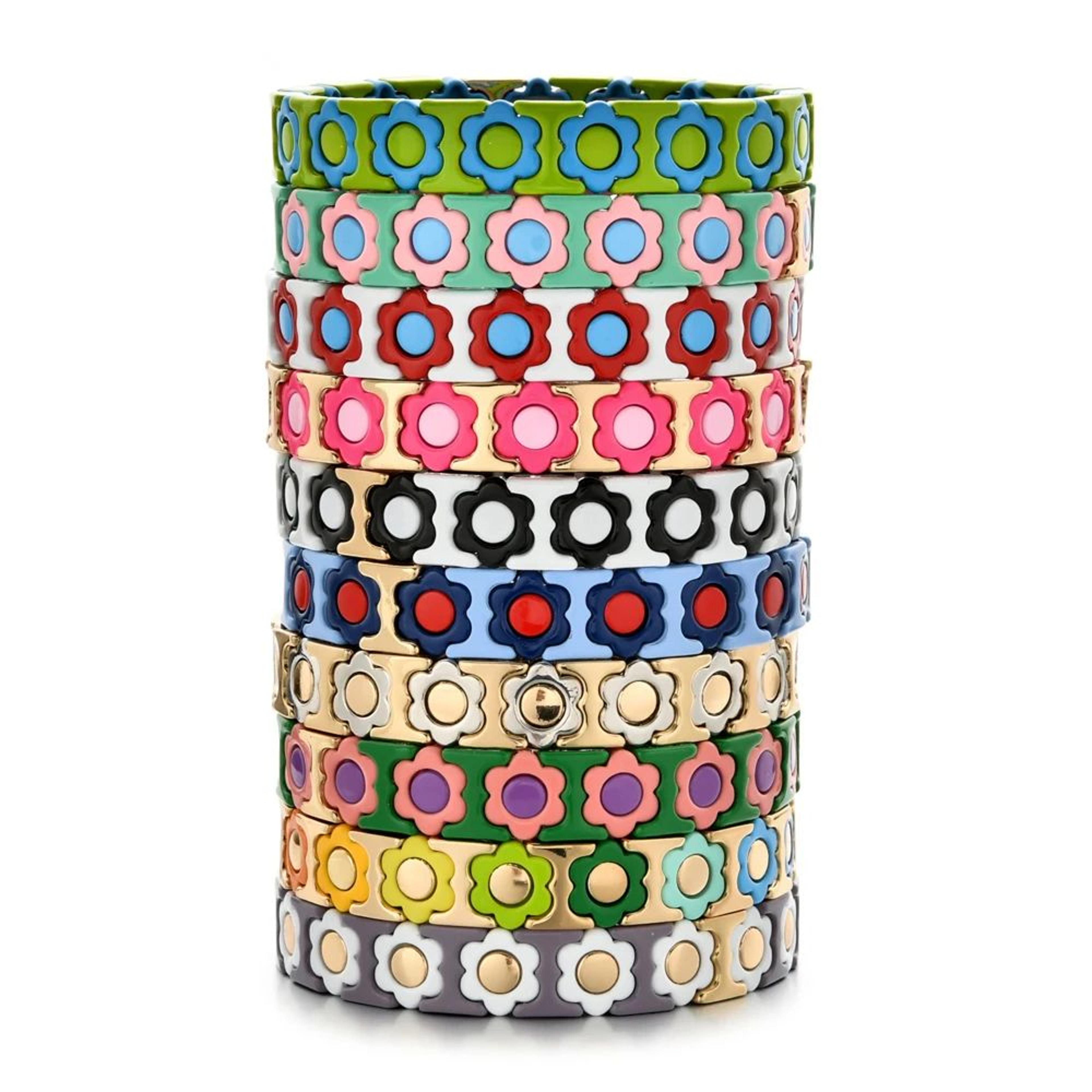 colorful daisy beaded elastic bracelet for women