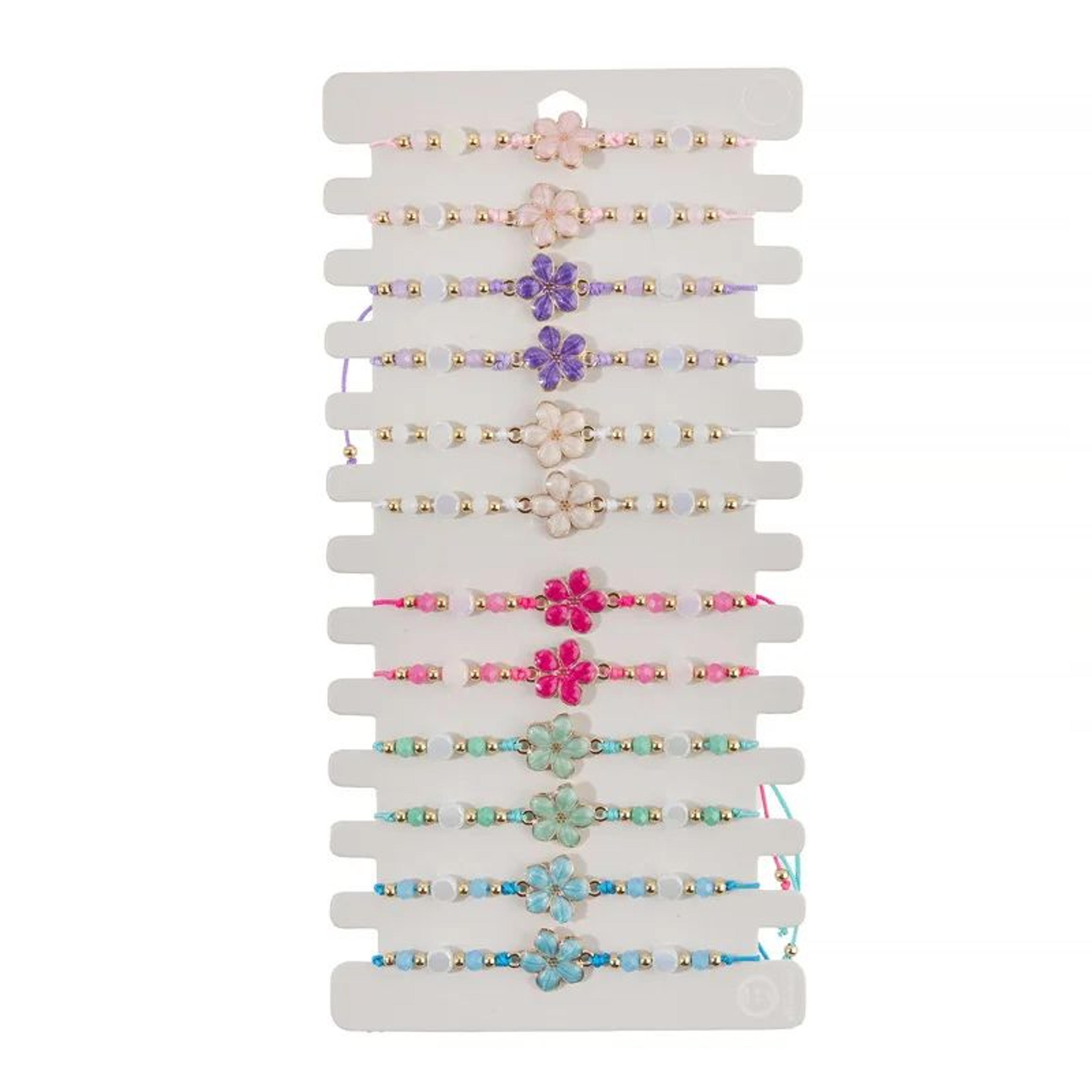 12pcs colorful flower charm bracelet set adjustable handmade beaded bracelets