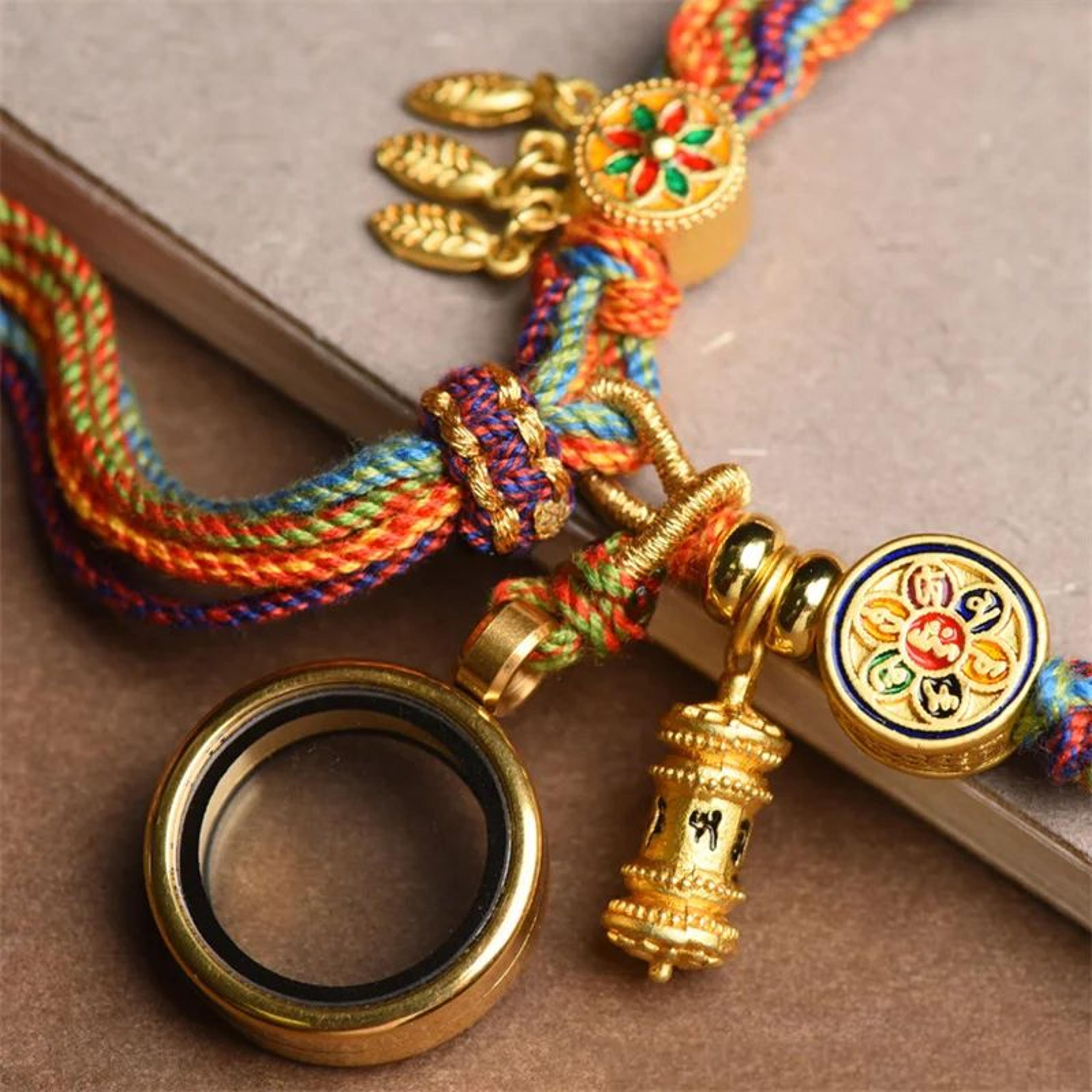 handwoven tibetan zakiram green tara thangka adjustable bracelet