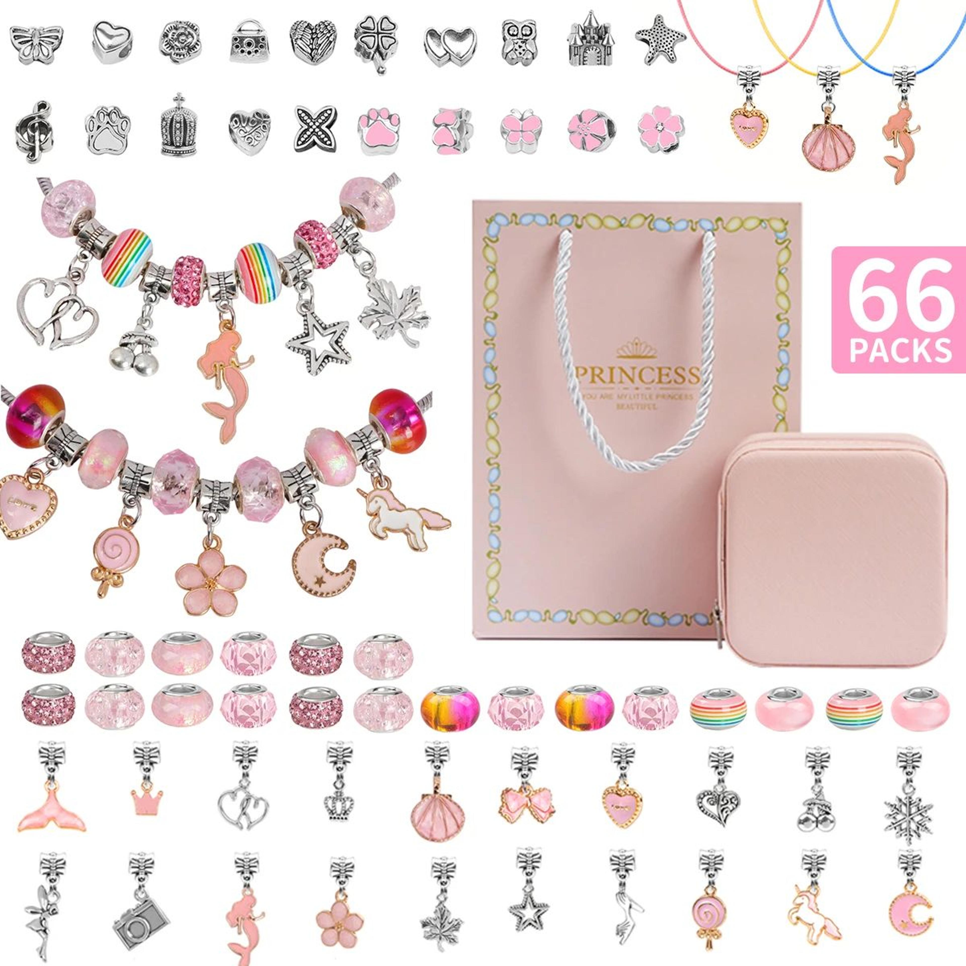 66pcs diy charm bracelet and necklace jewelry making kit for girls