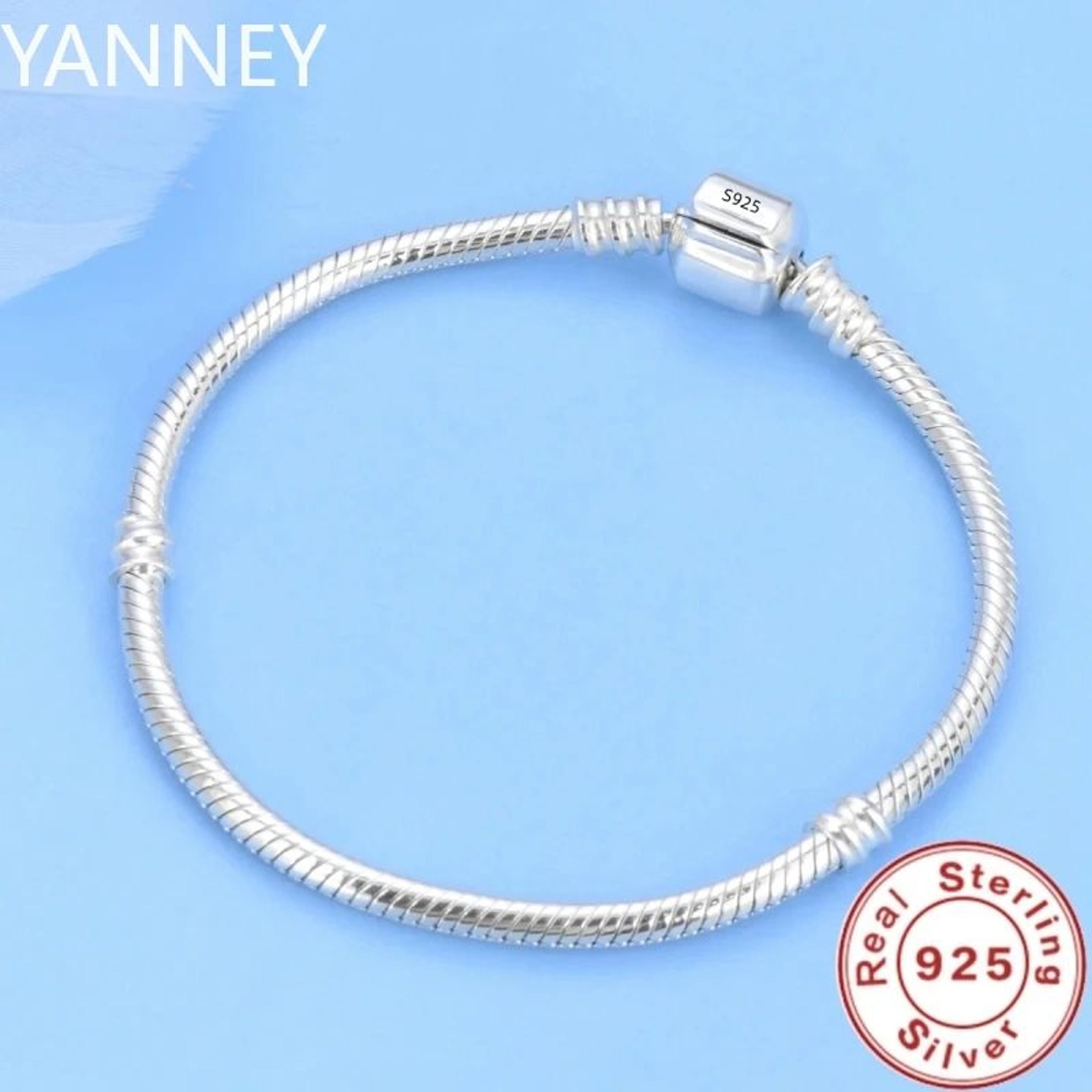 925 sterling silver snake chain charm bracelet for women