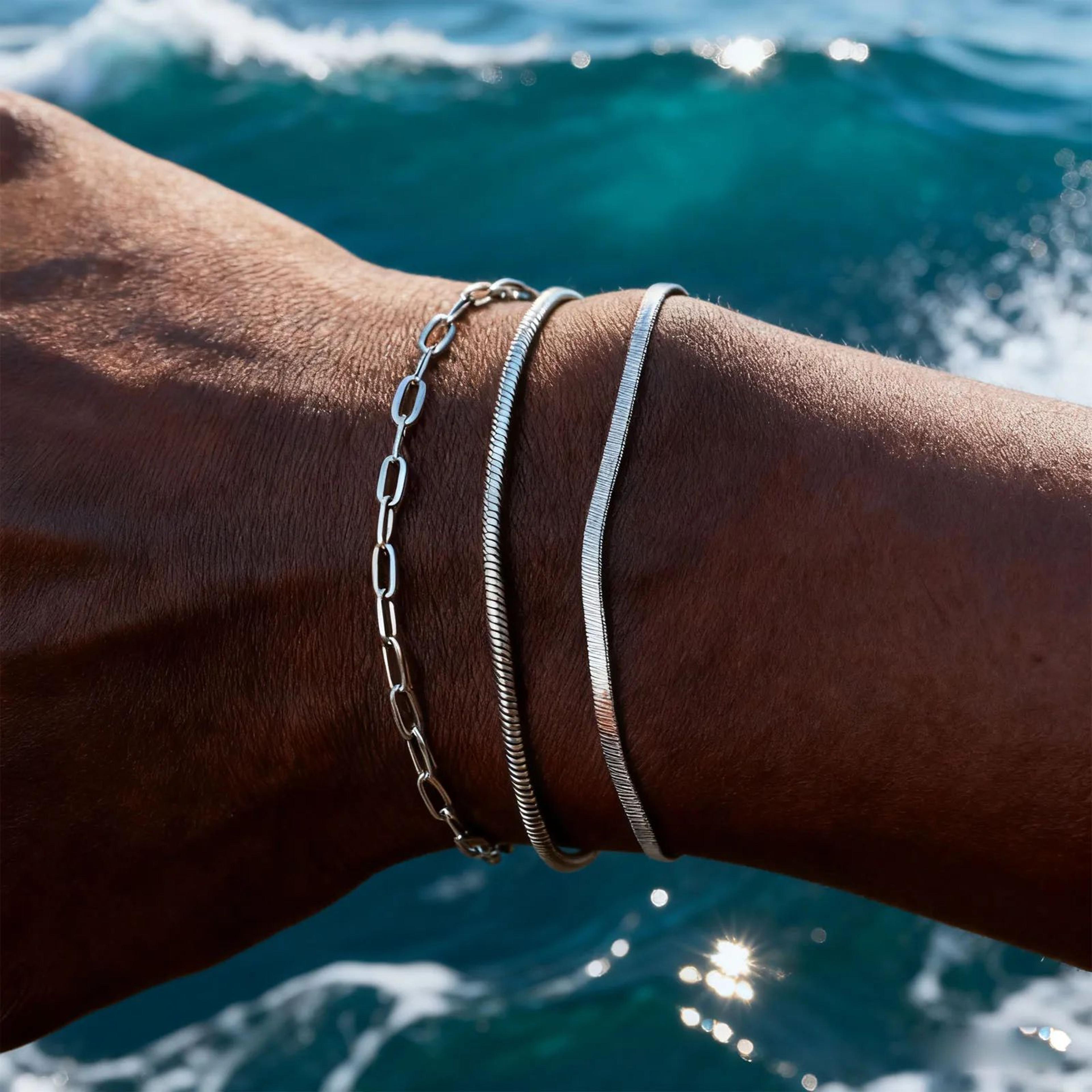1/2/3pcs stainless steel cuban and twisted rope chain bracelet set