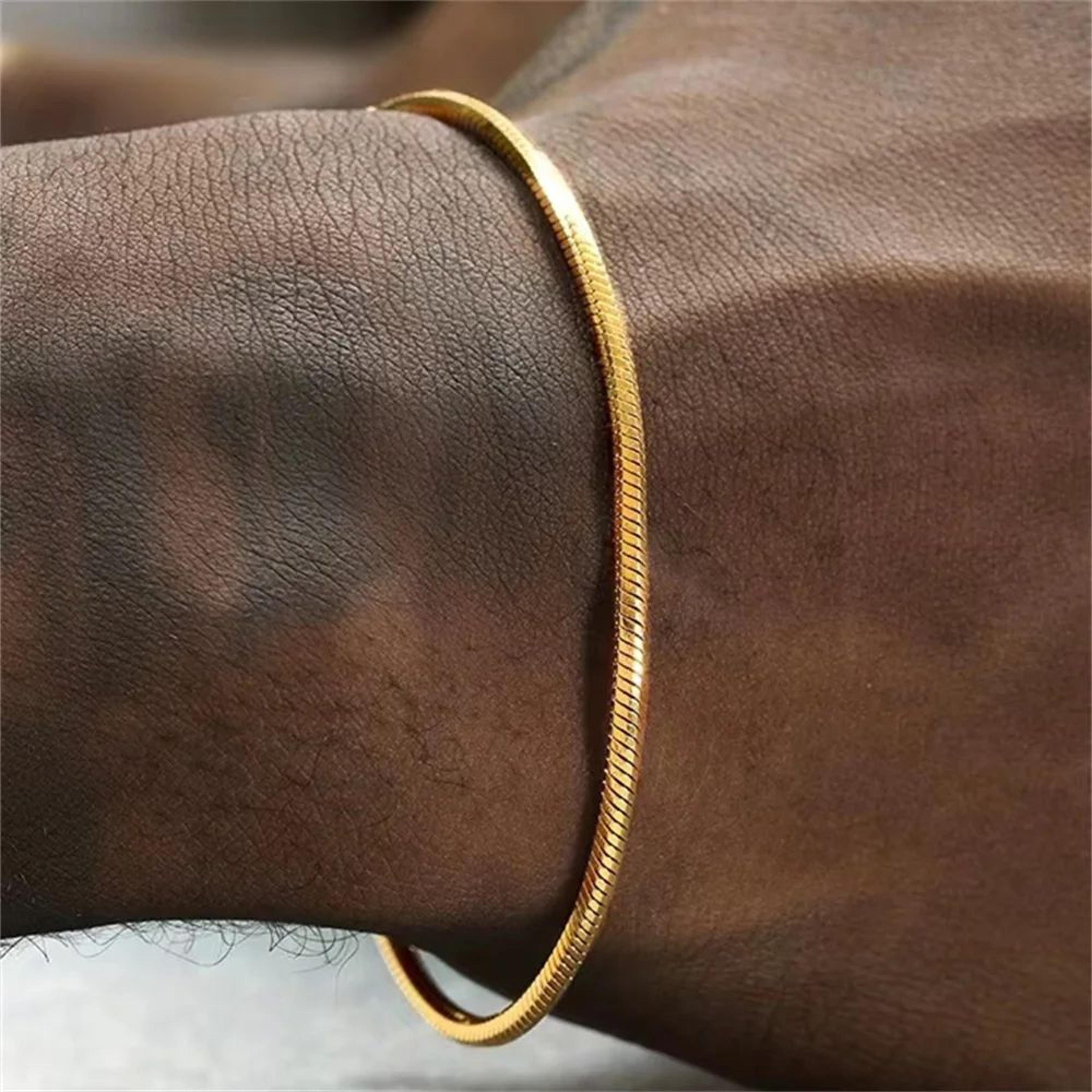 sleek stainless steel snake chain bracelet for men and women