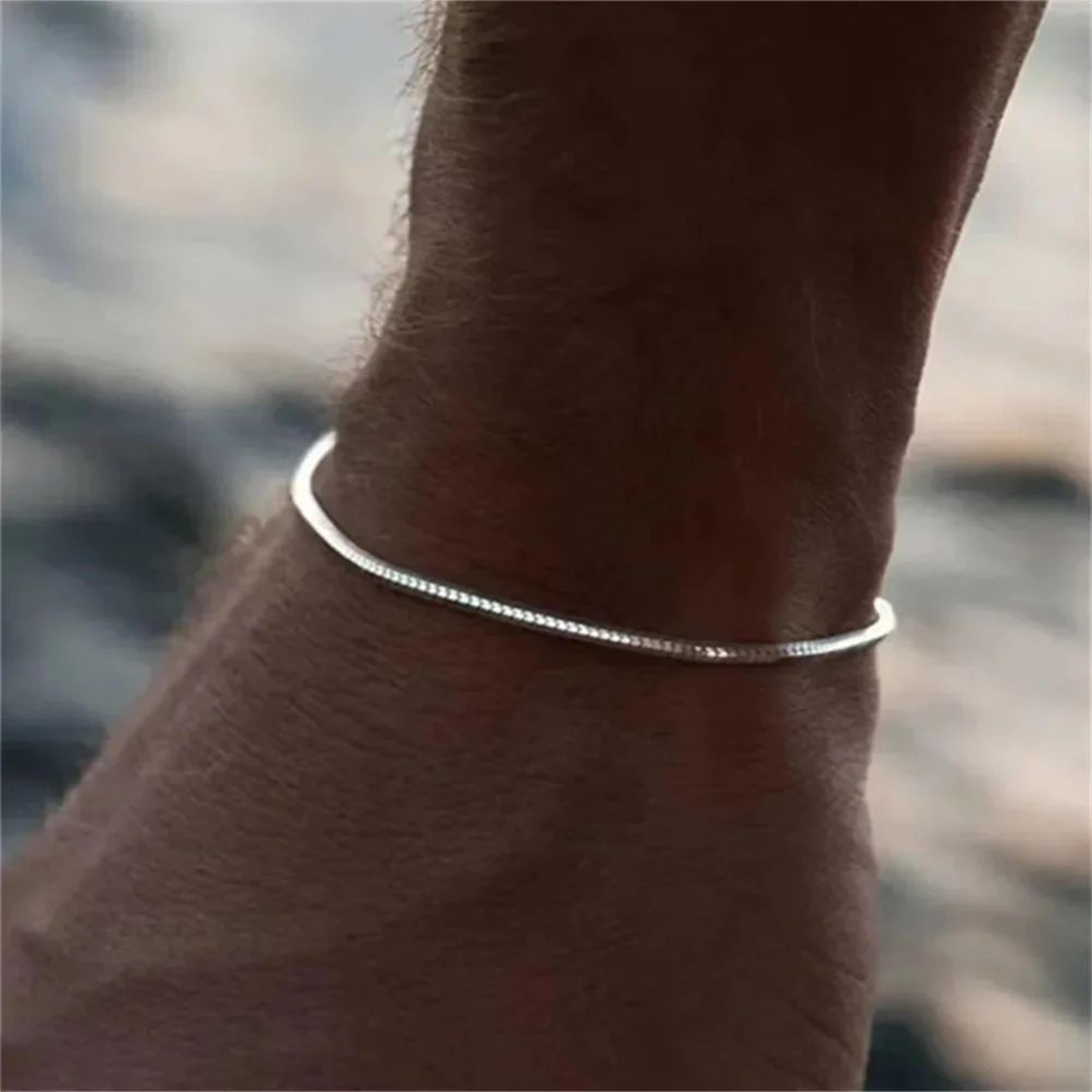 men's stainless steel box chain bracelet with square pendant