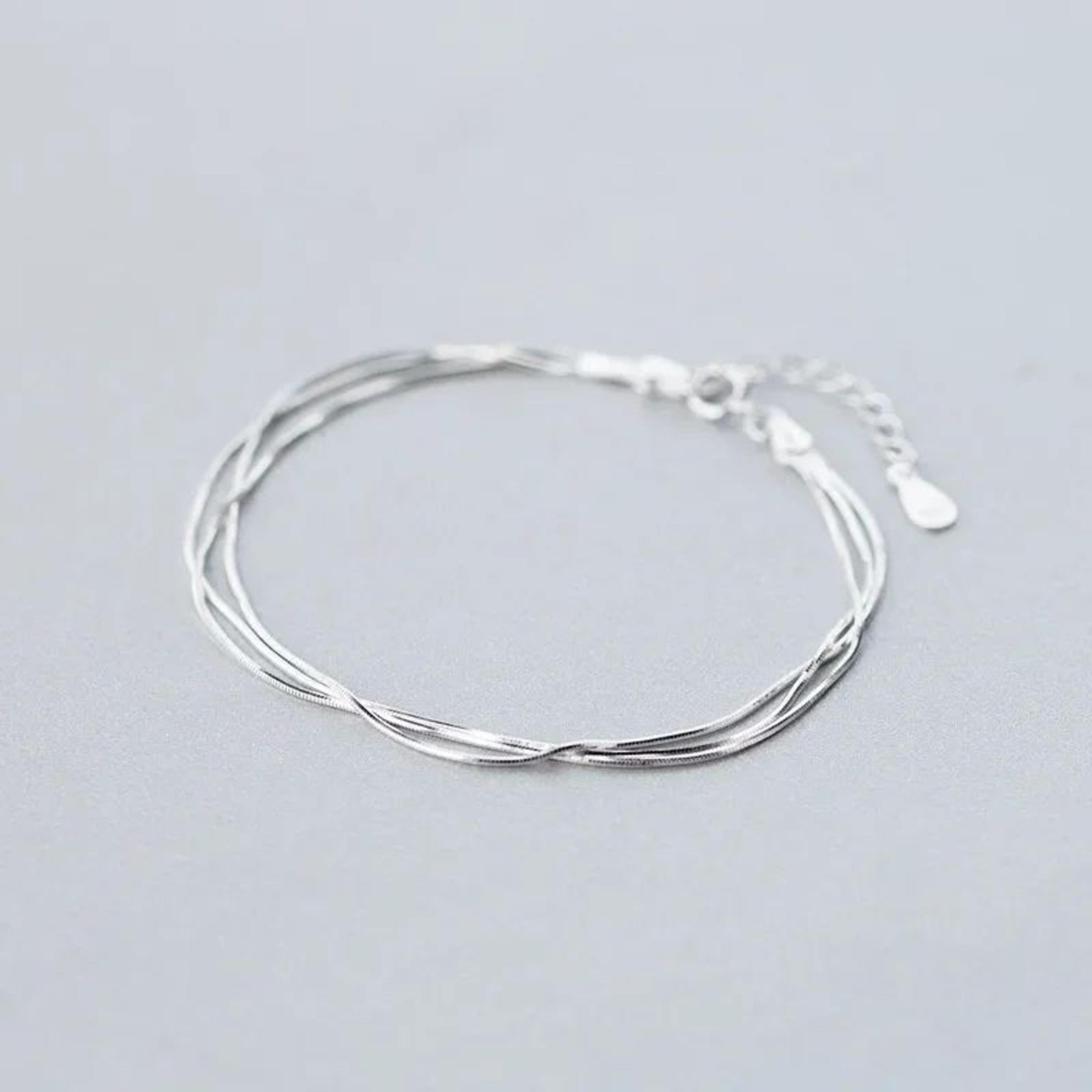 dainty 925 sterling silver layered bracelet for women