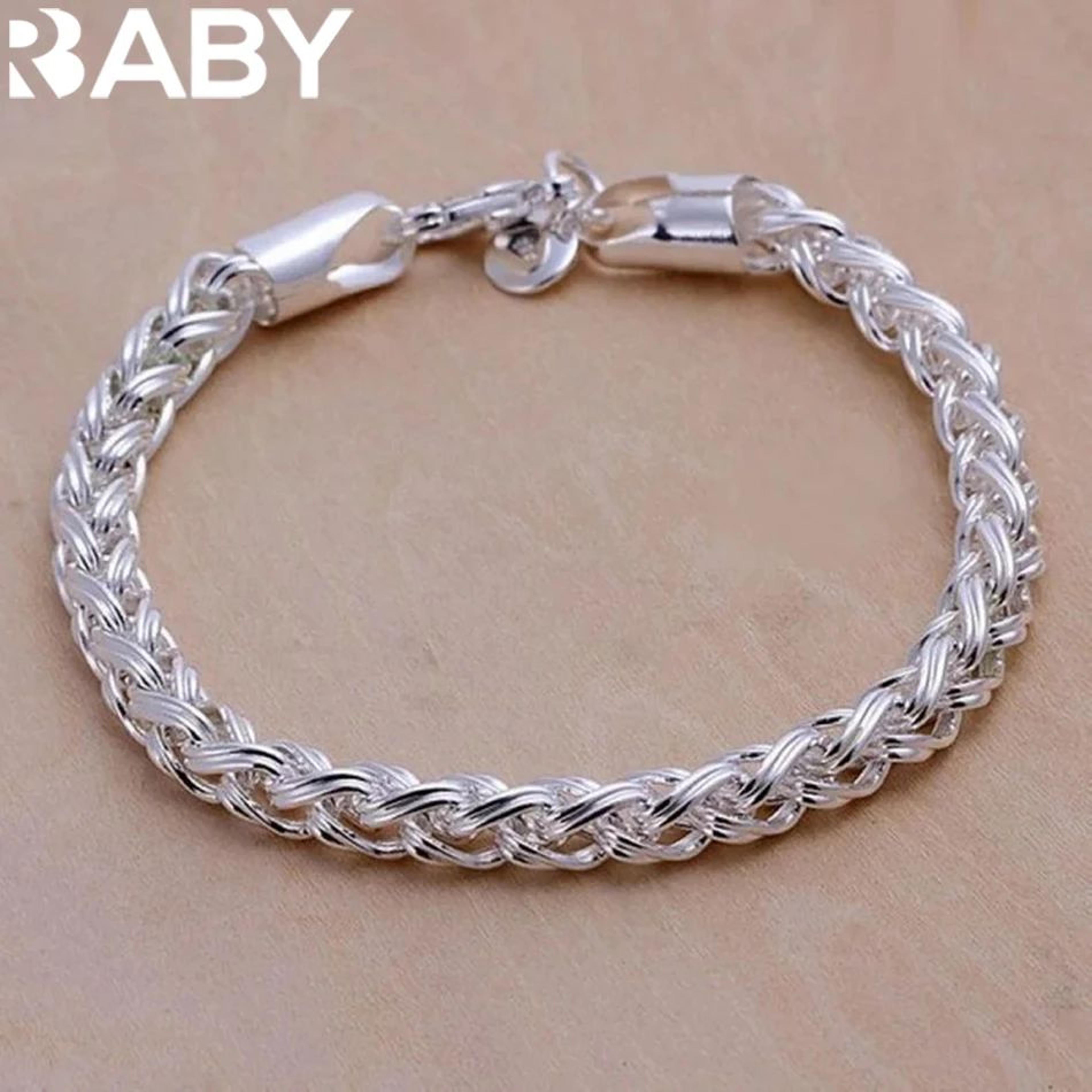 classic 925 sterling silver chain bracelet for men and women 4mm or 6mm