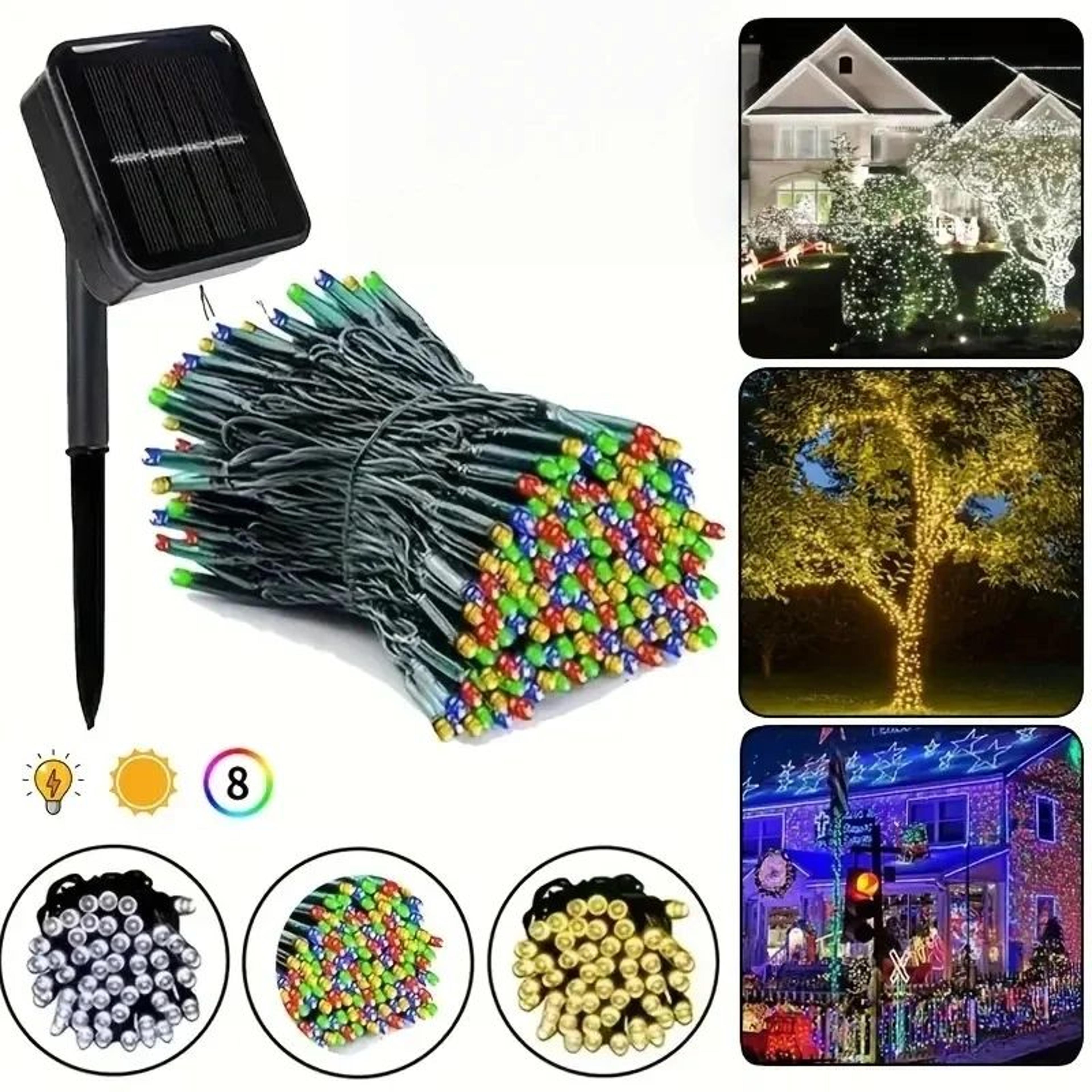 20/50/100 led solar string lights outdoor waterproof 8-mode fairy lights