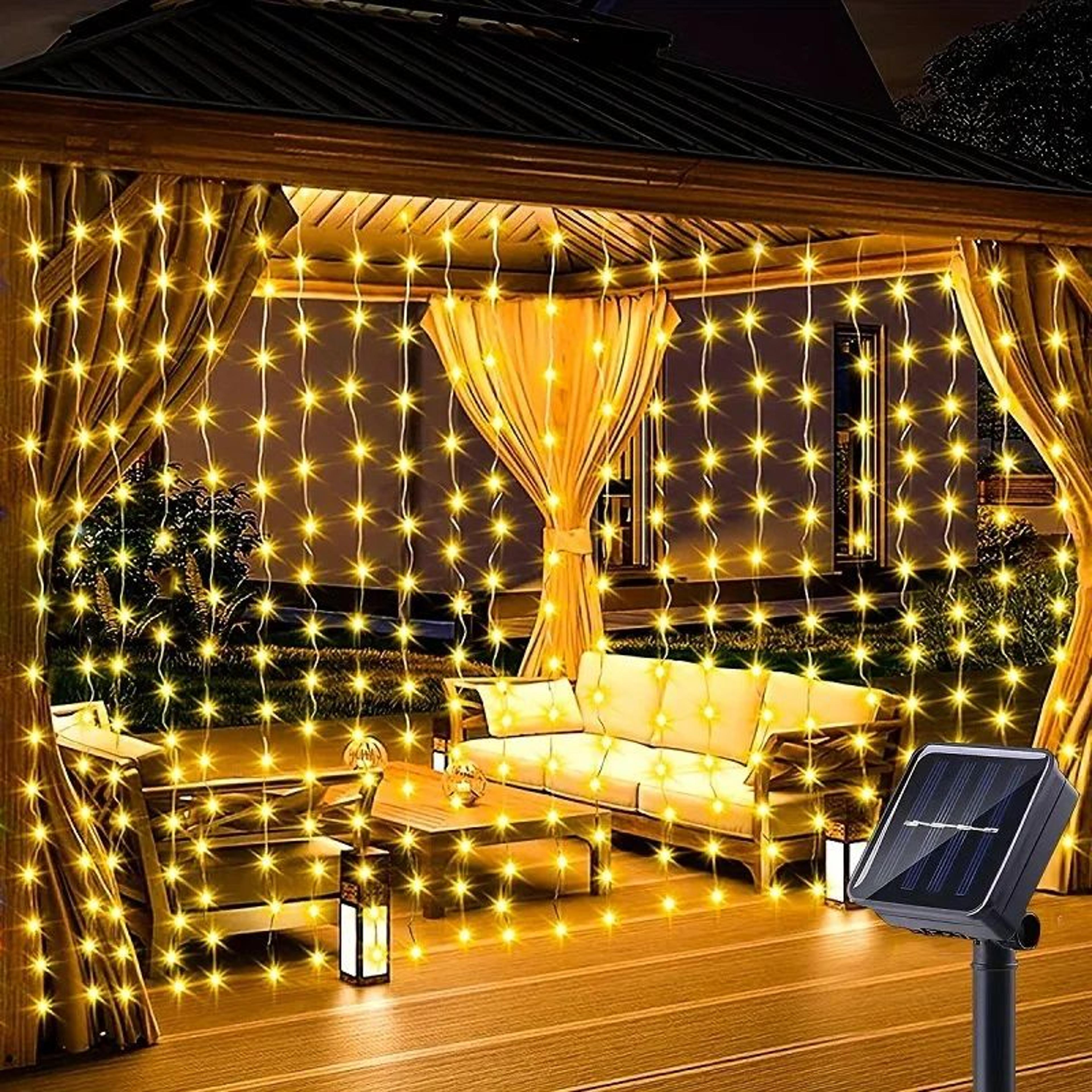 solar curtain lights 100/200/300 led waterproof outdoor fairy lights