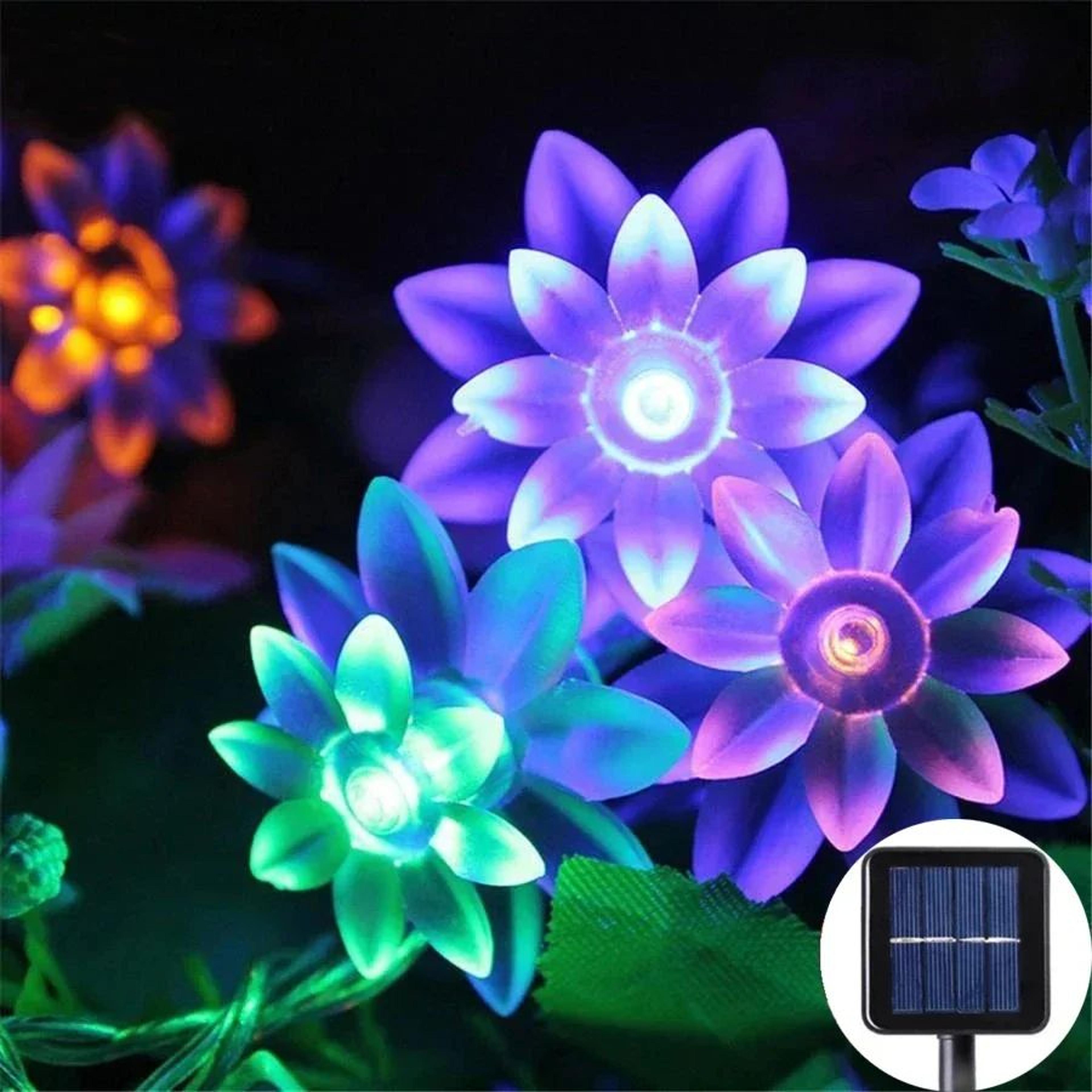 20-100 led solar lotus string lights outdoor waterproof flower fairy lights