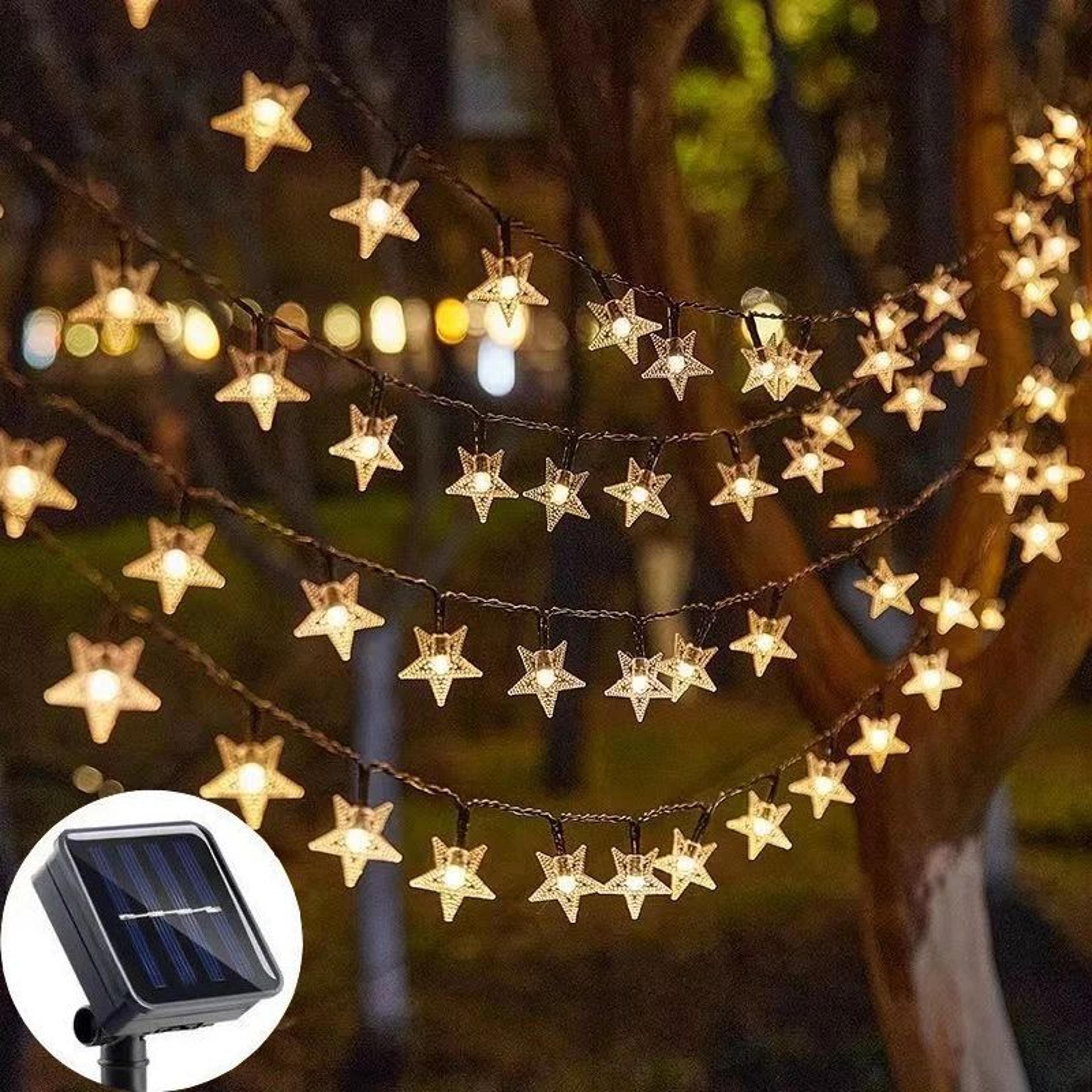 solar star string lights outdoor waterproof 8-mode fairy lights